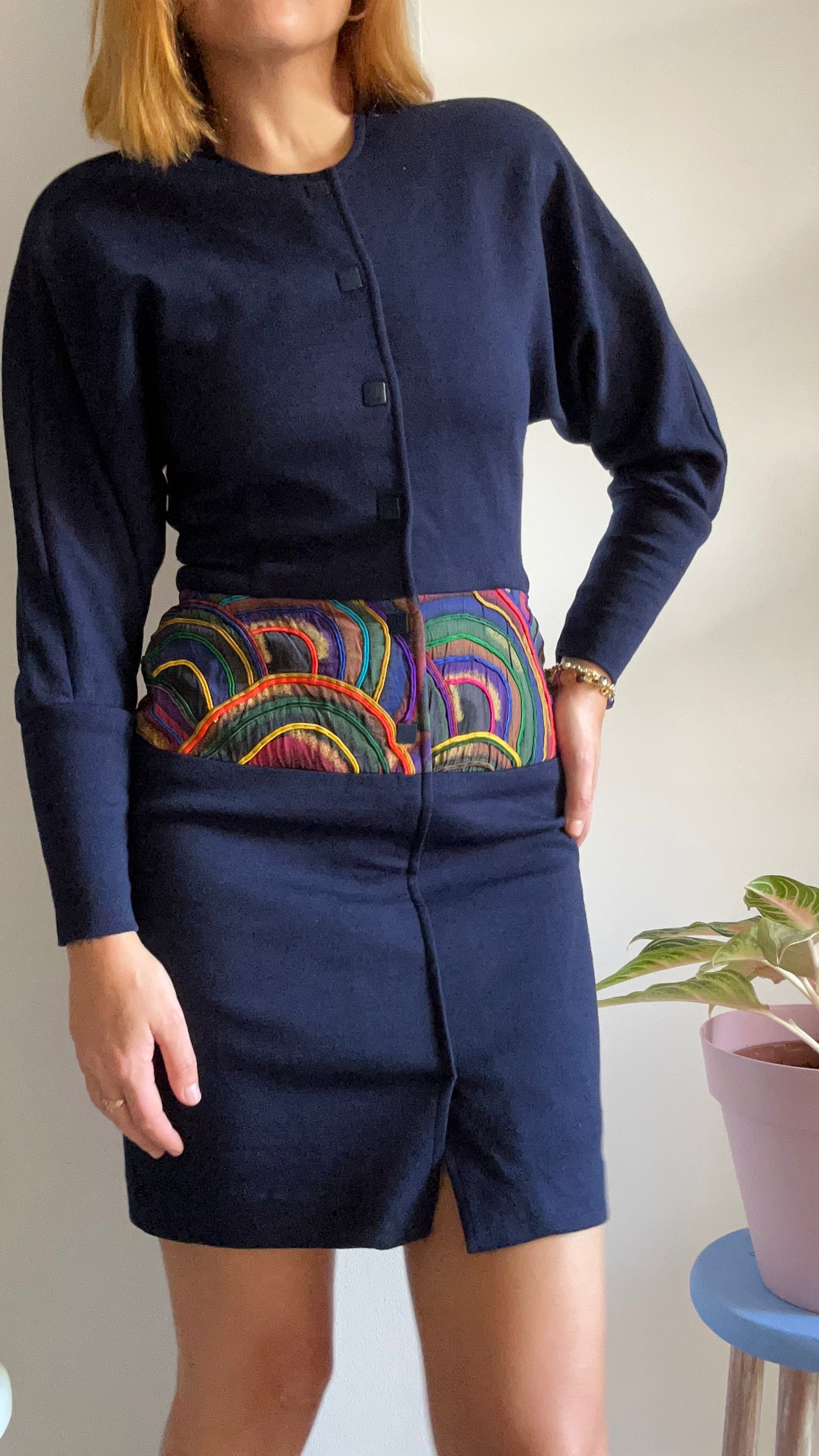 Navy Blue Knitted Dress