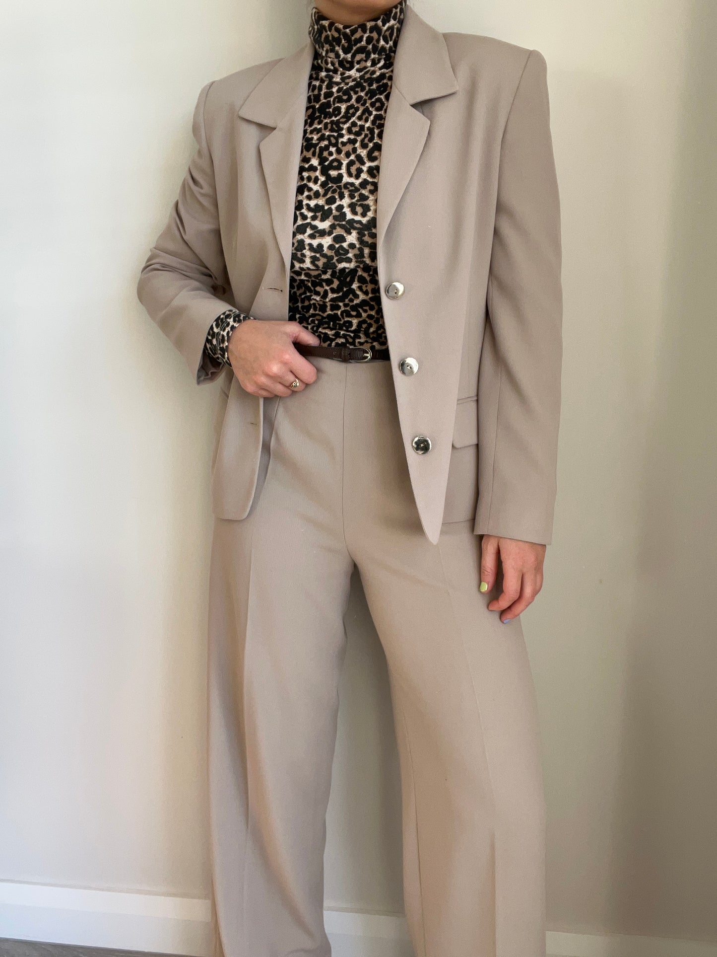 Beige Blazer & Trousers Set
