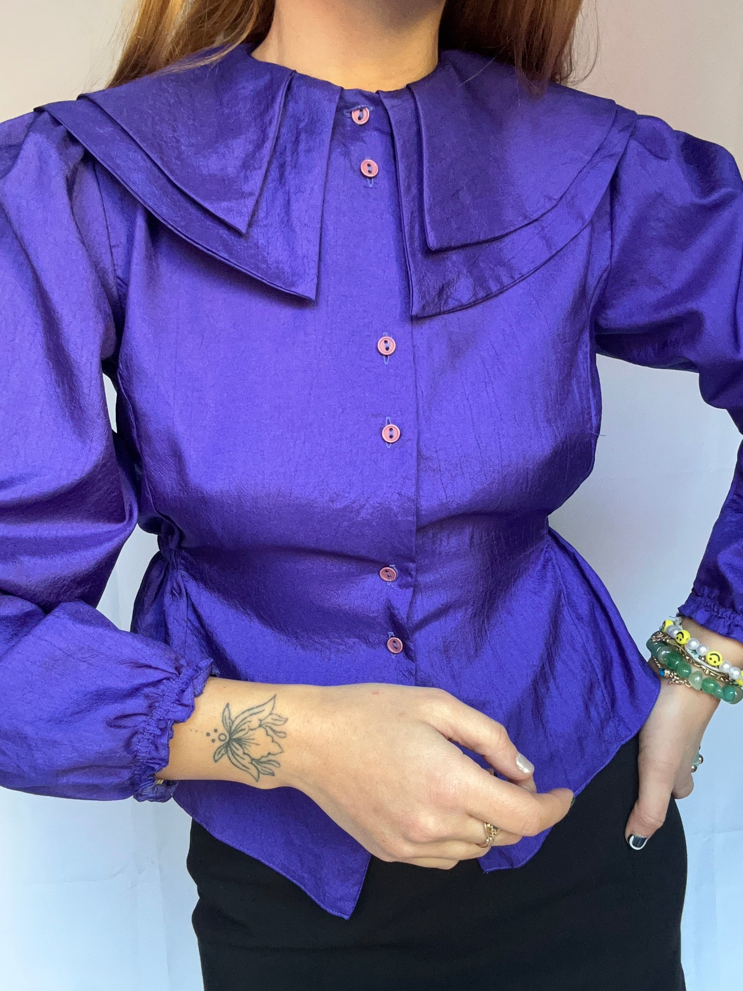 Purple Wide Collar Blouse