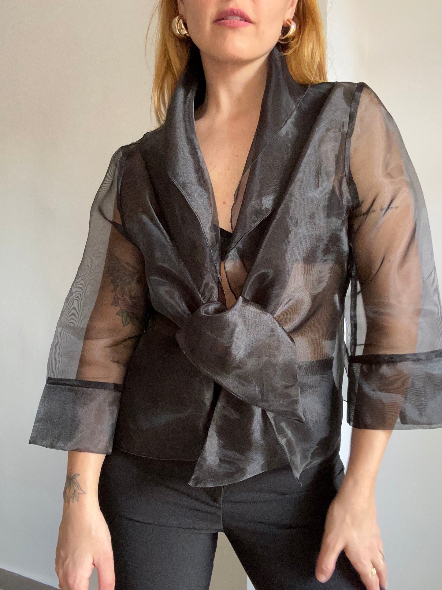 Black Organza Sheer Top