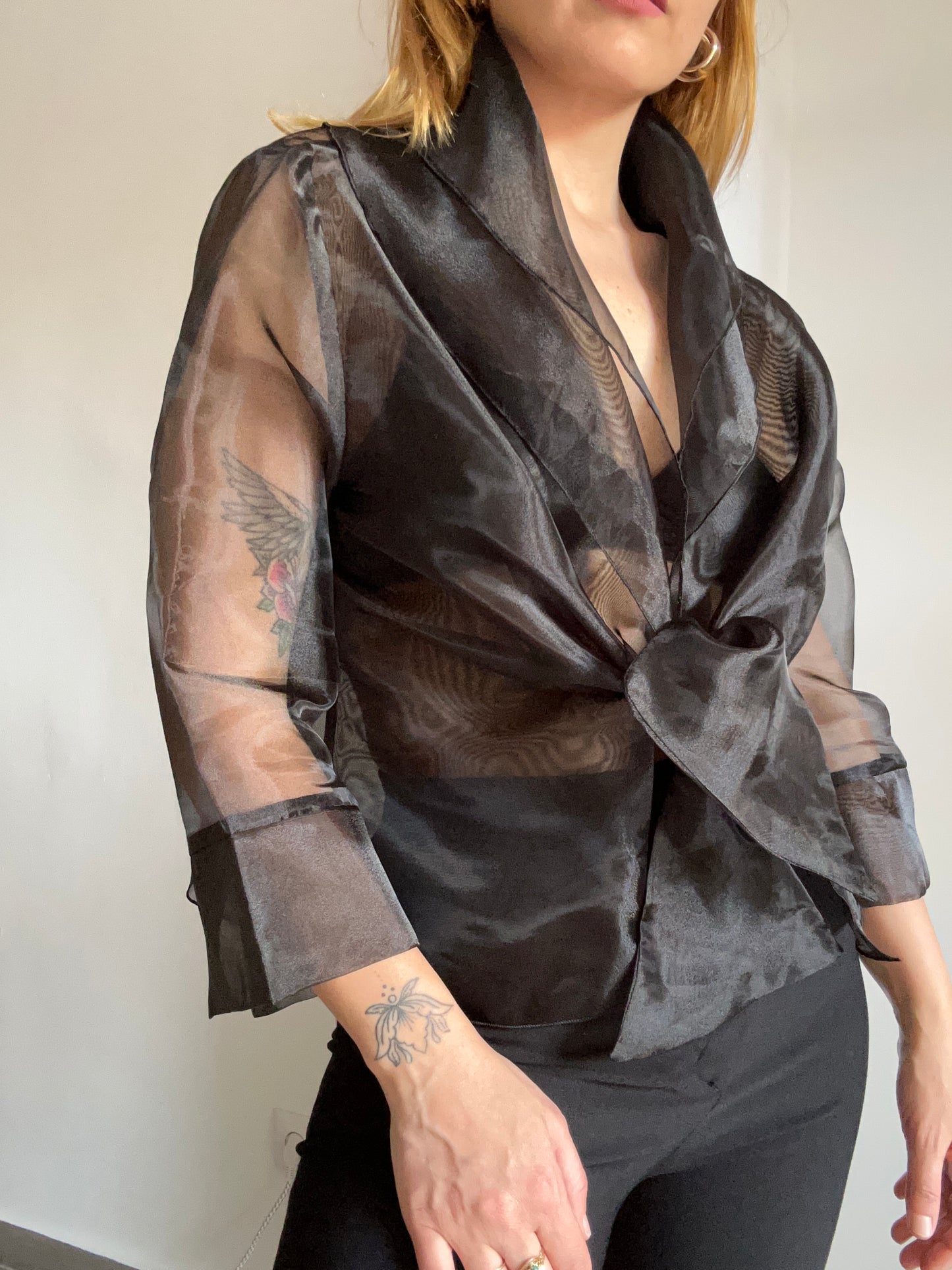 Black Organza Sheer Top