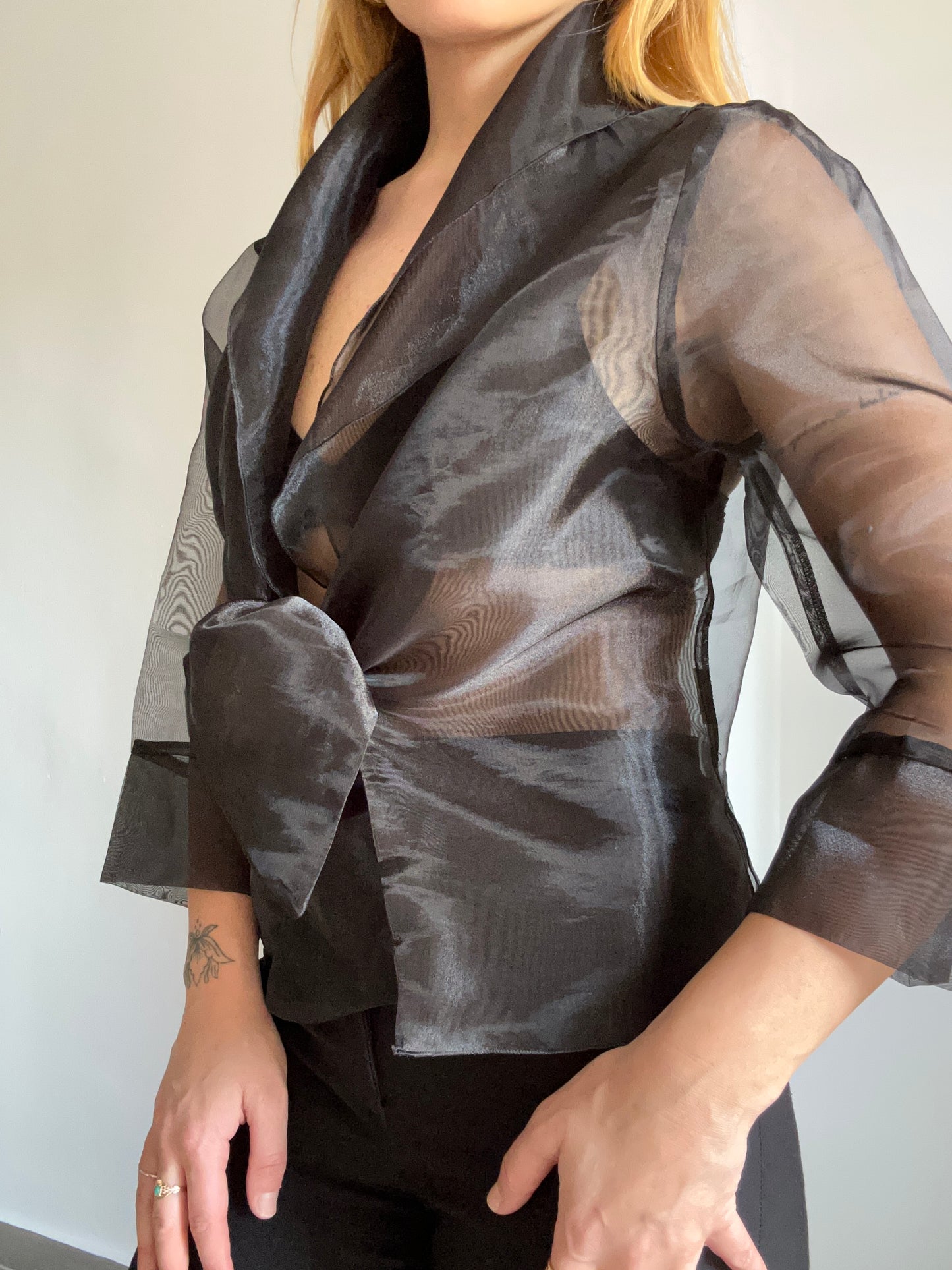 Black Organza Sheer Top