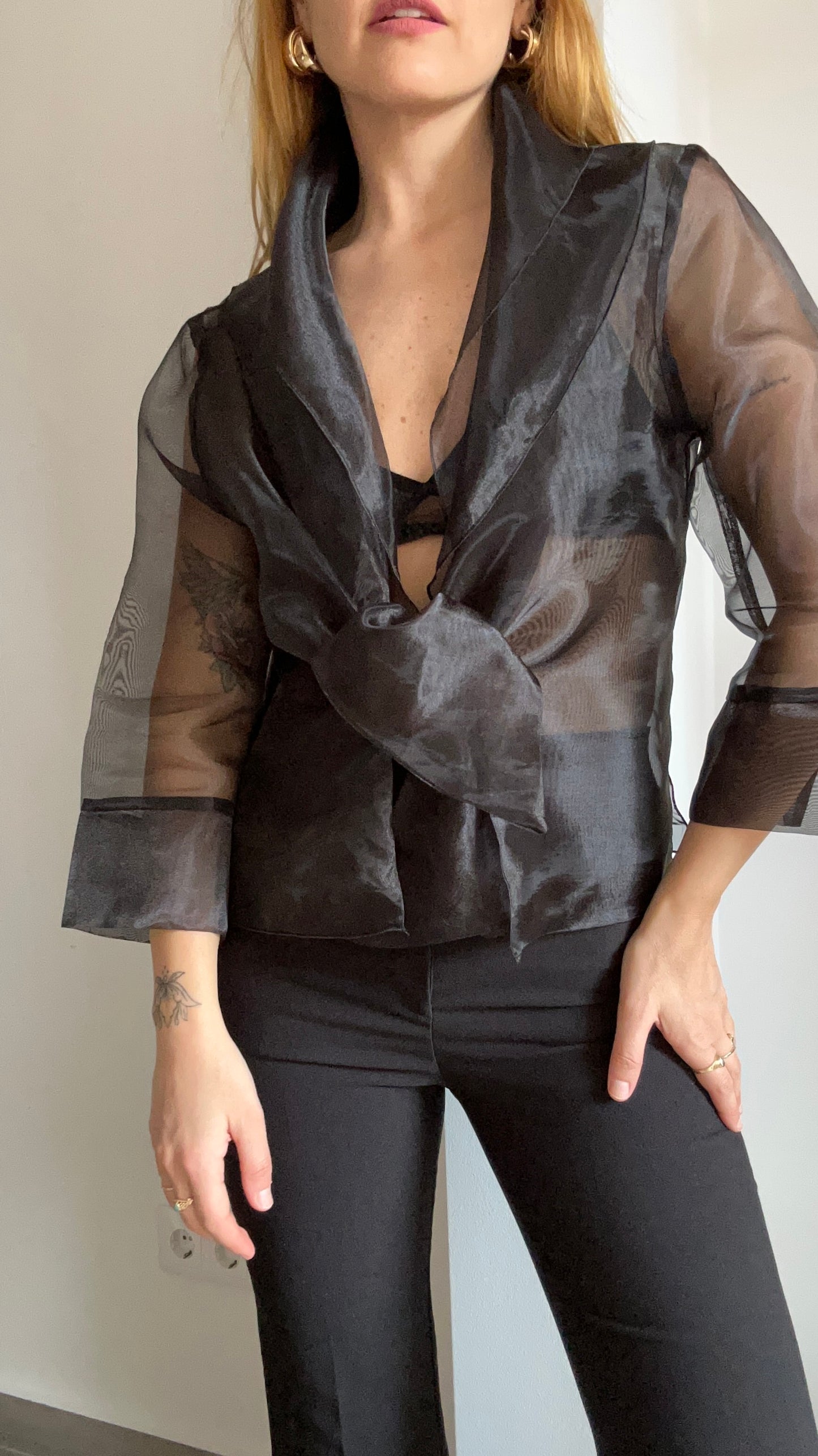 Black Organza Sheer Top