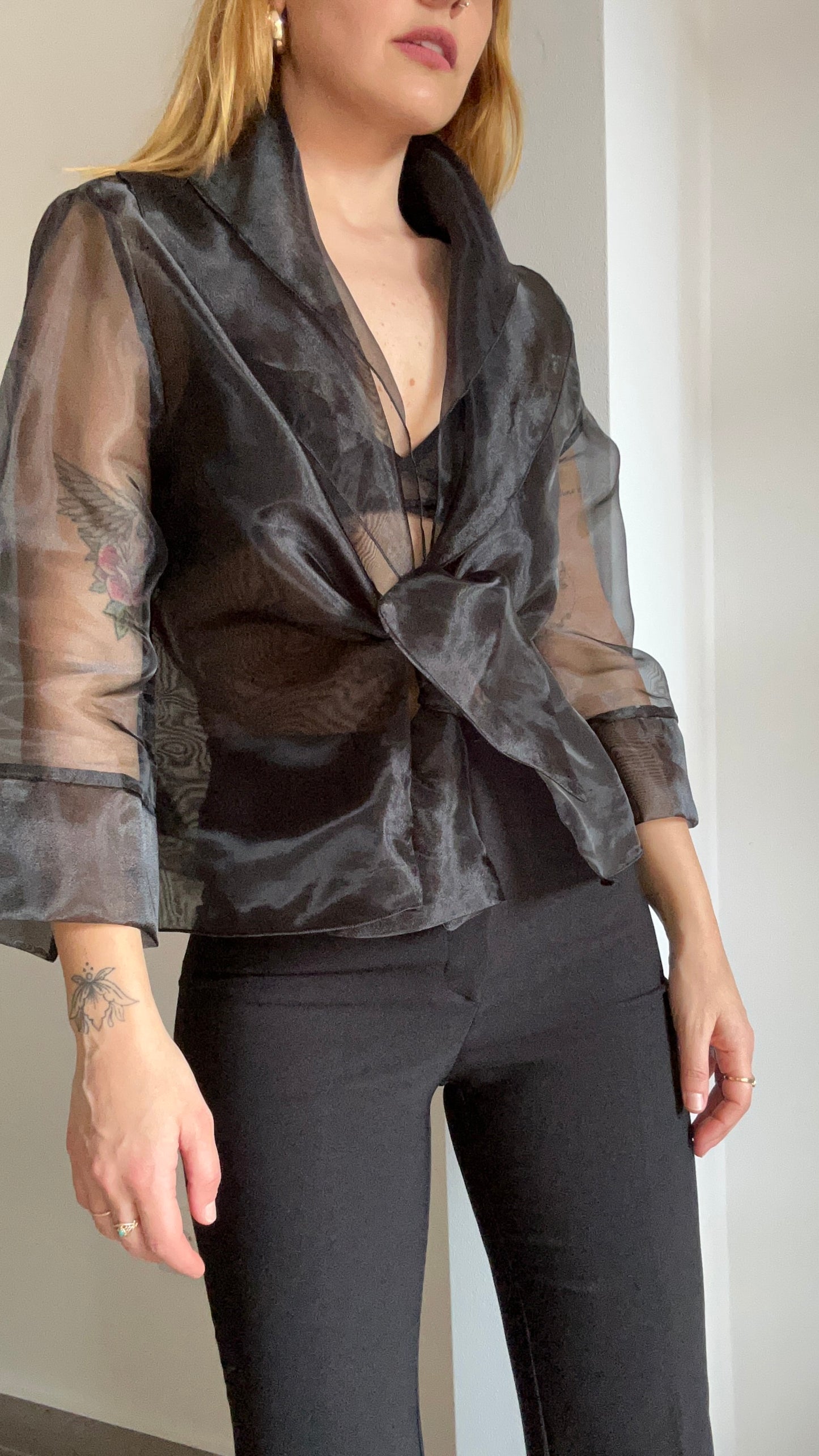 Black Organza Sheer Top