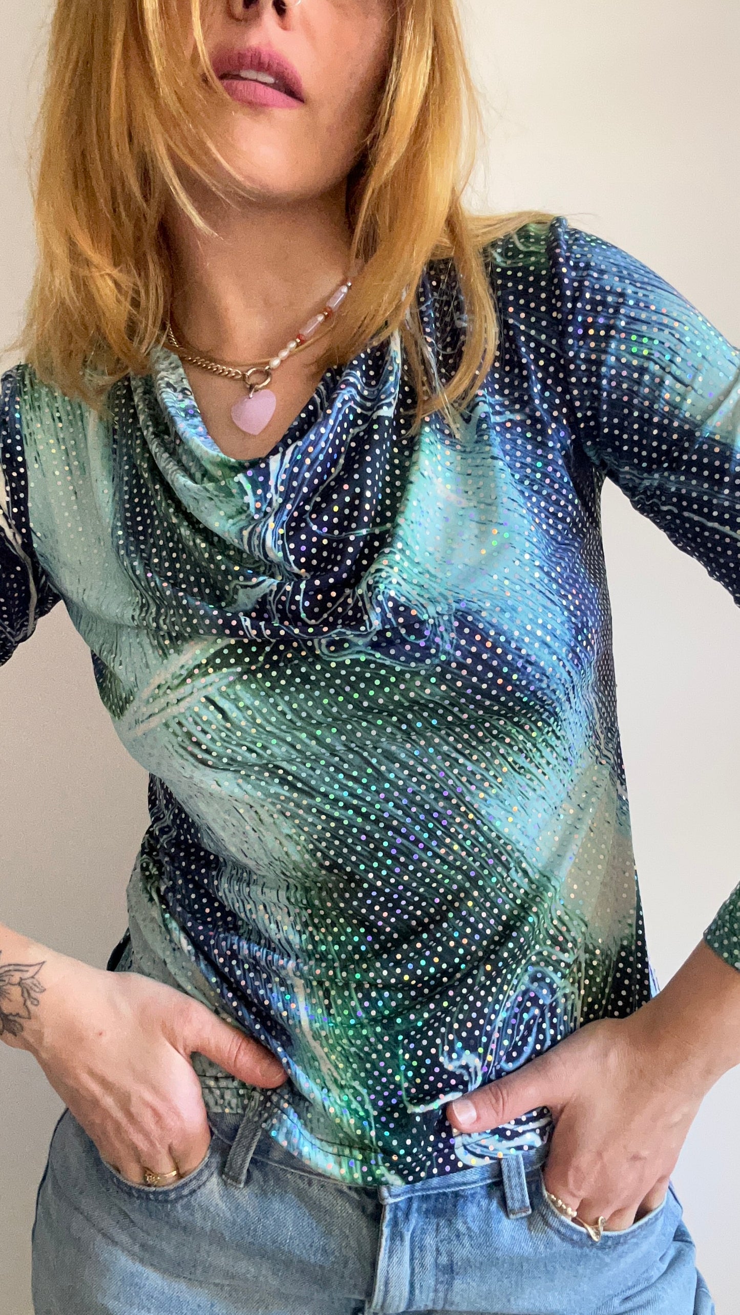 Drape Shiny Blouse