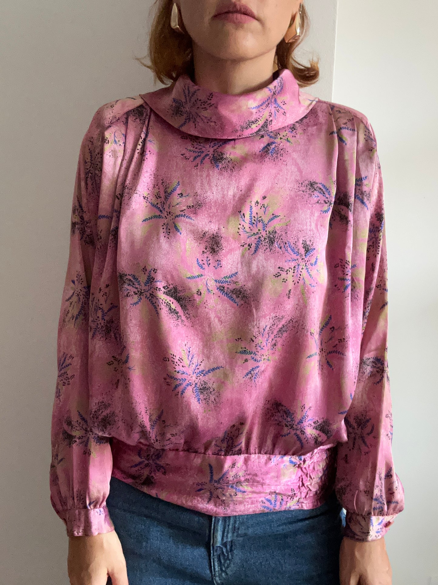High Neck Satin Blouse