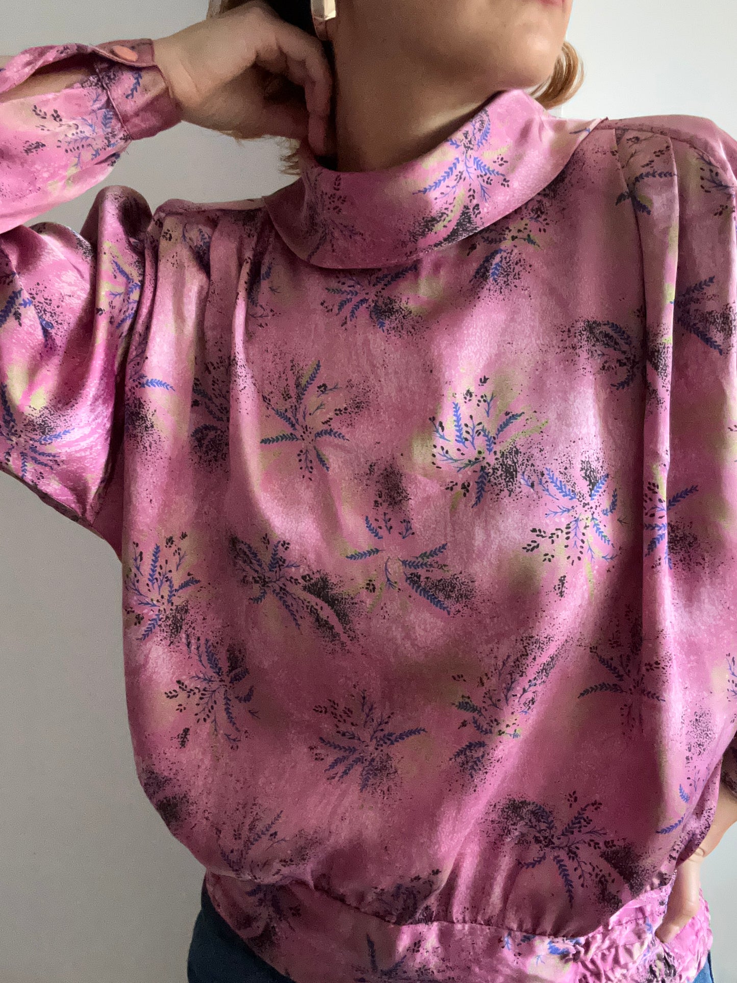 High Neck Satin Blouse