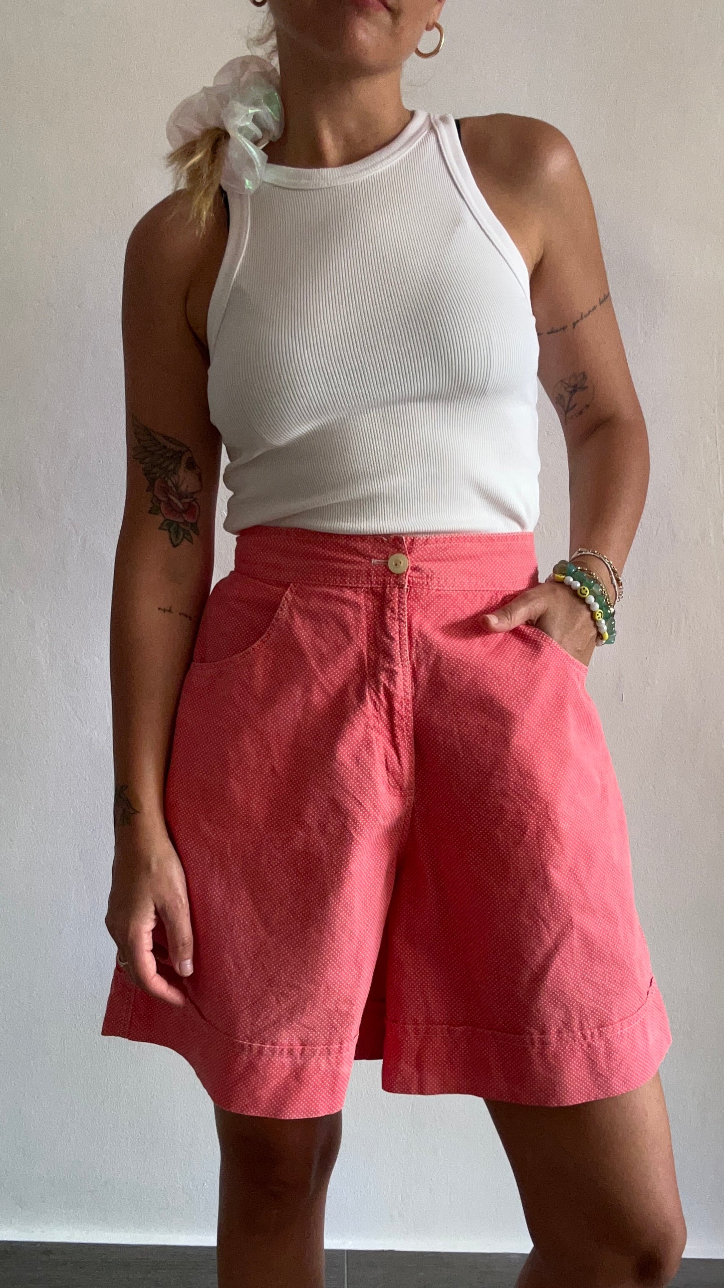 Pink Dolka Dot Bermuda Shorts