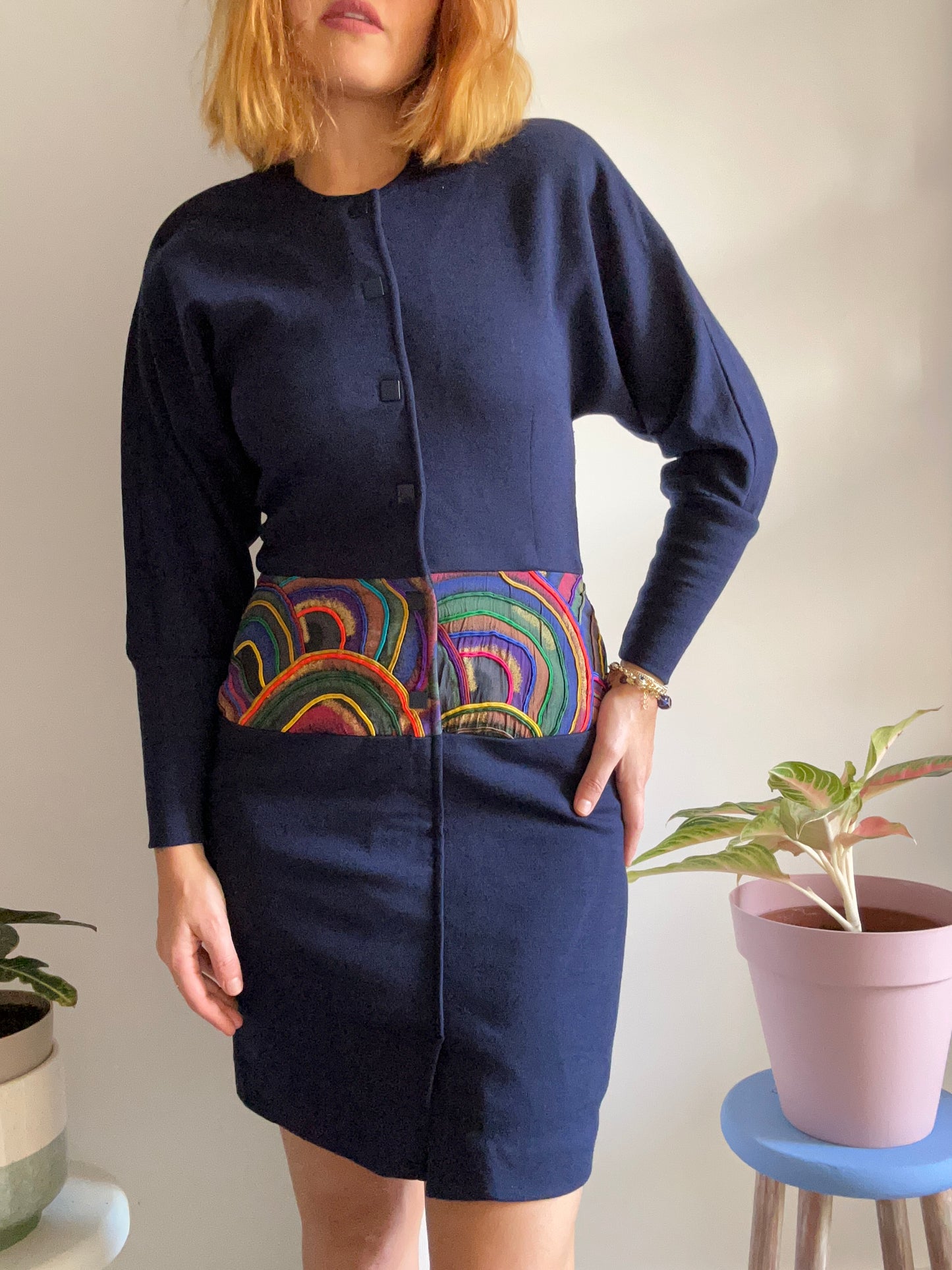 Navy Blue Knitted Dress