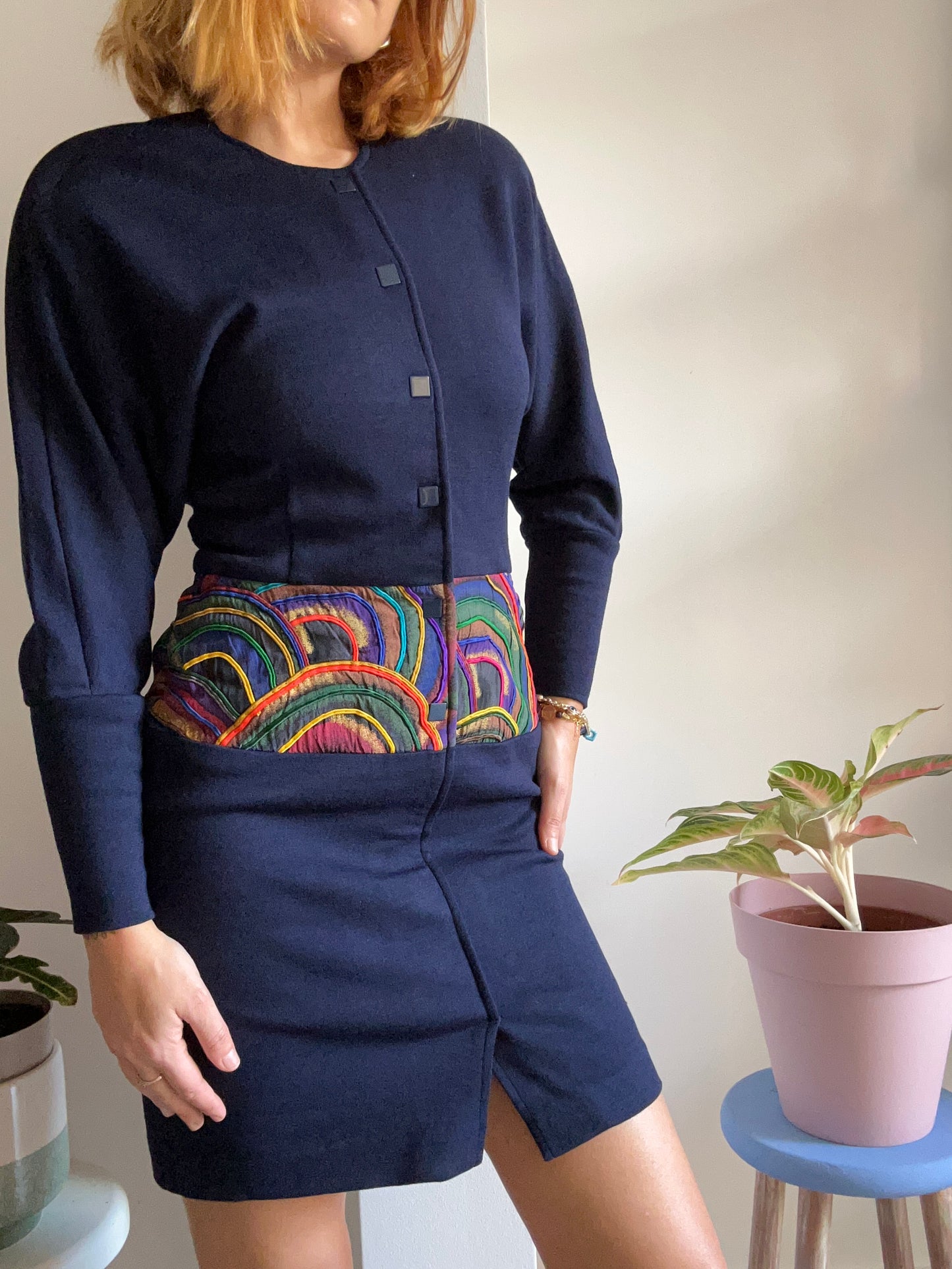 Navy Blue Knitted Dress