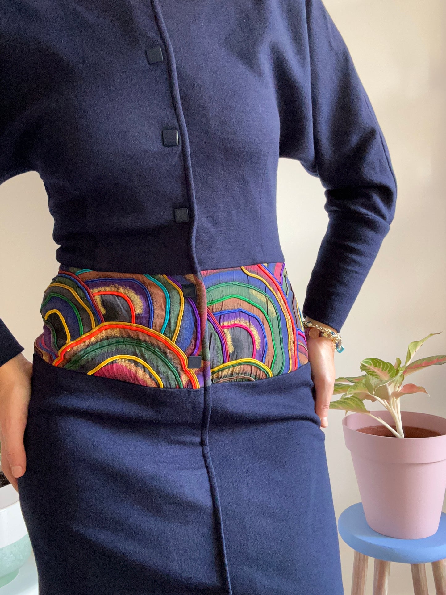 Navy Blue Knitted Dress