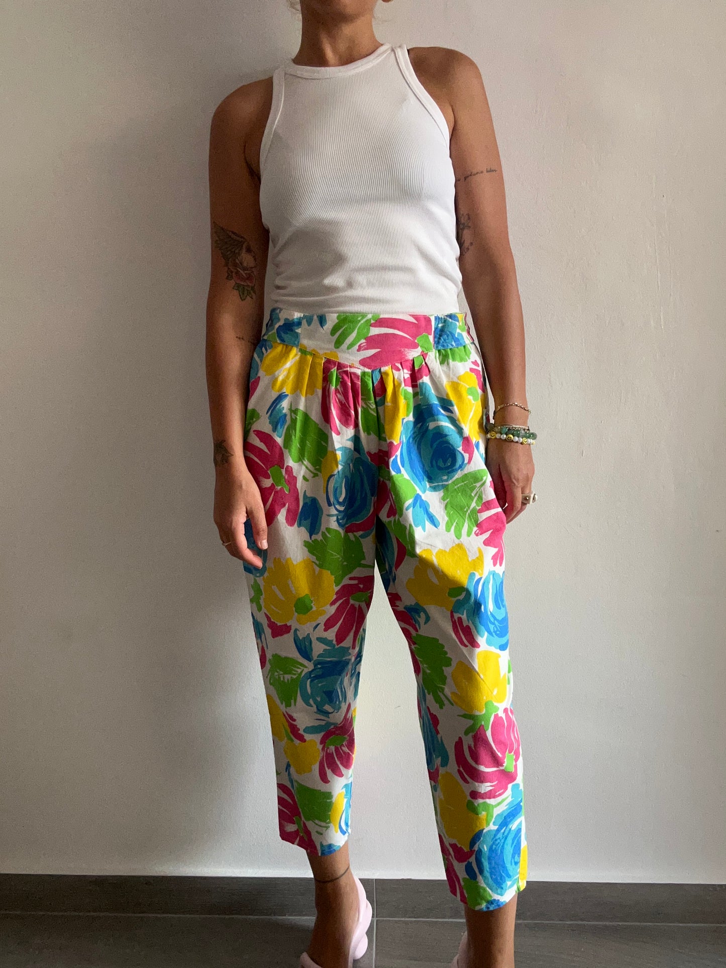 80s Floral Parachute Pants