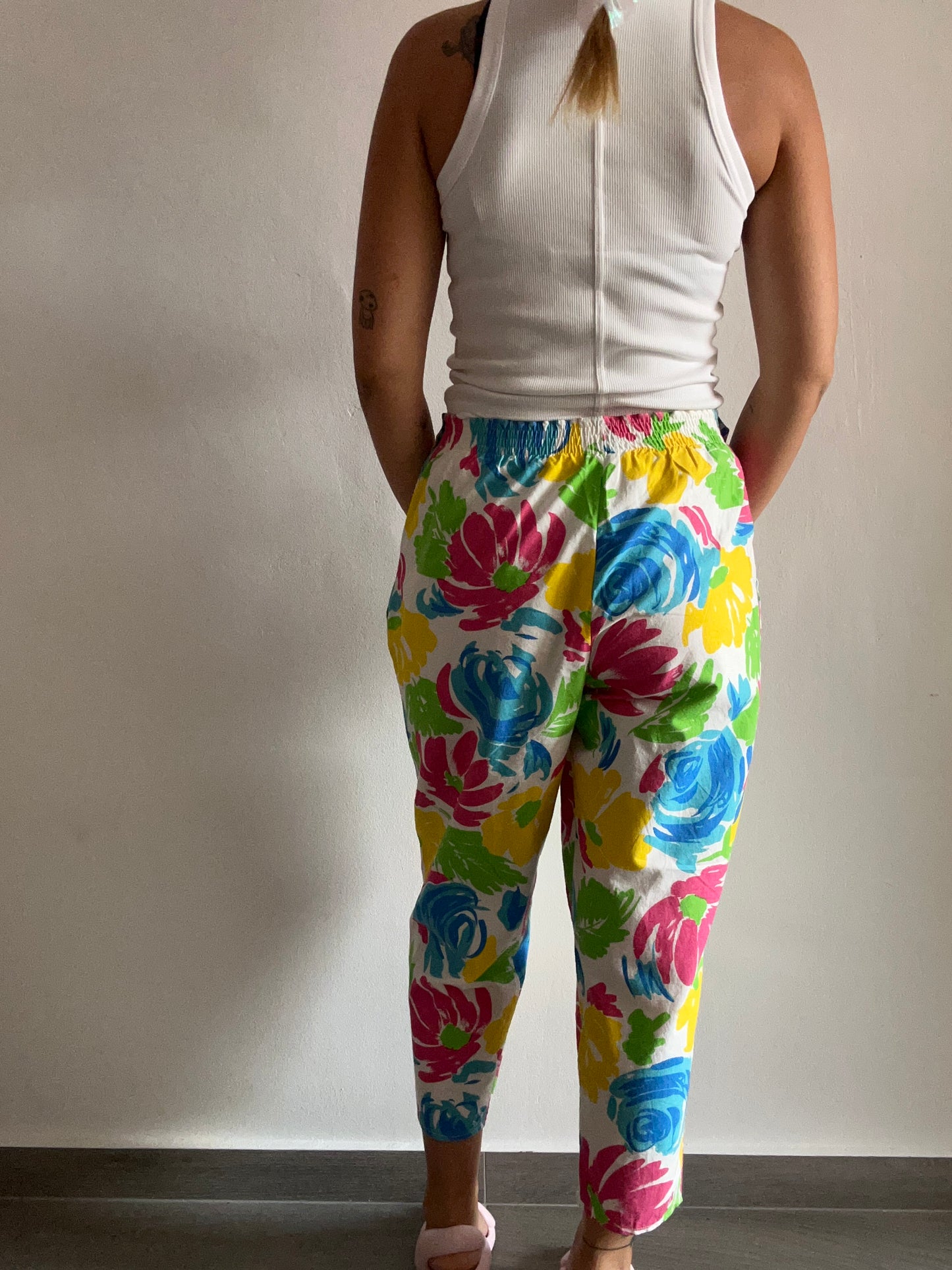 80s Floral Parachute Pants