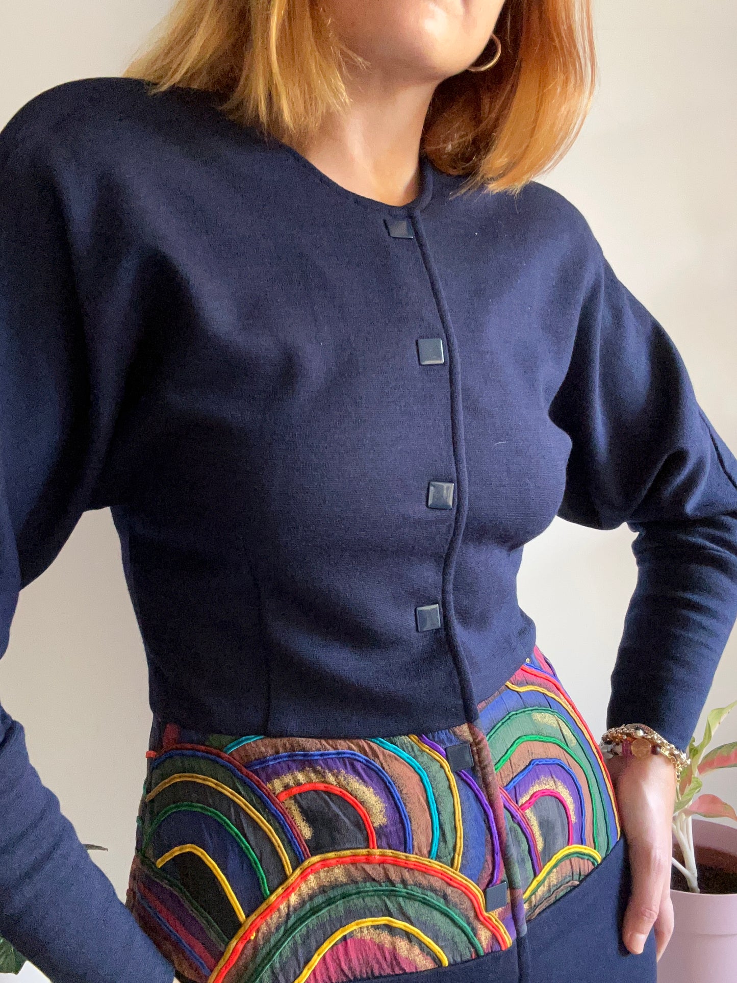 Navy Blue Knitted Dress