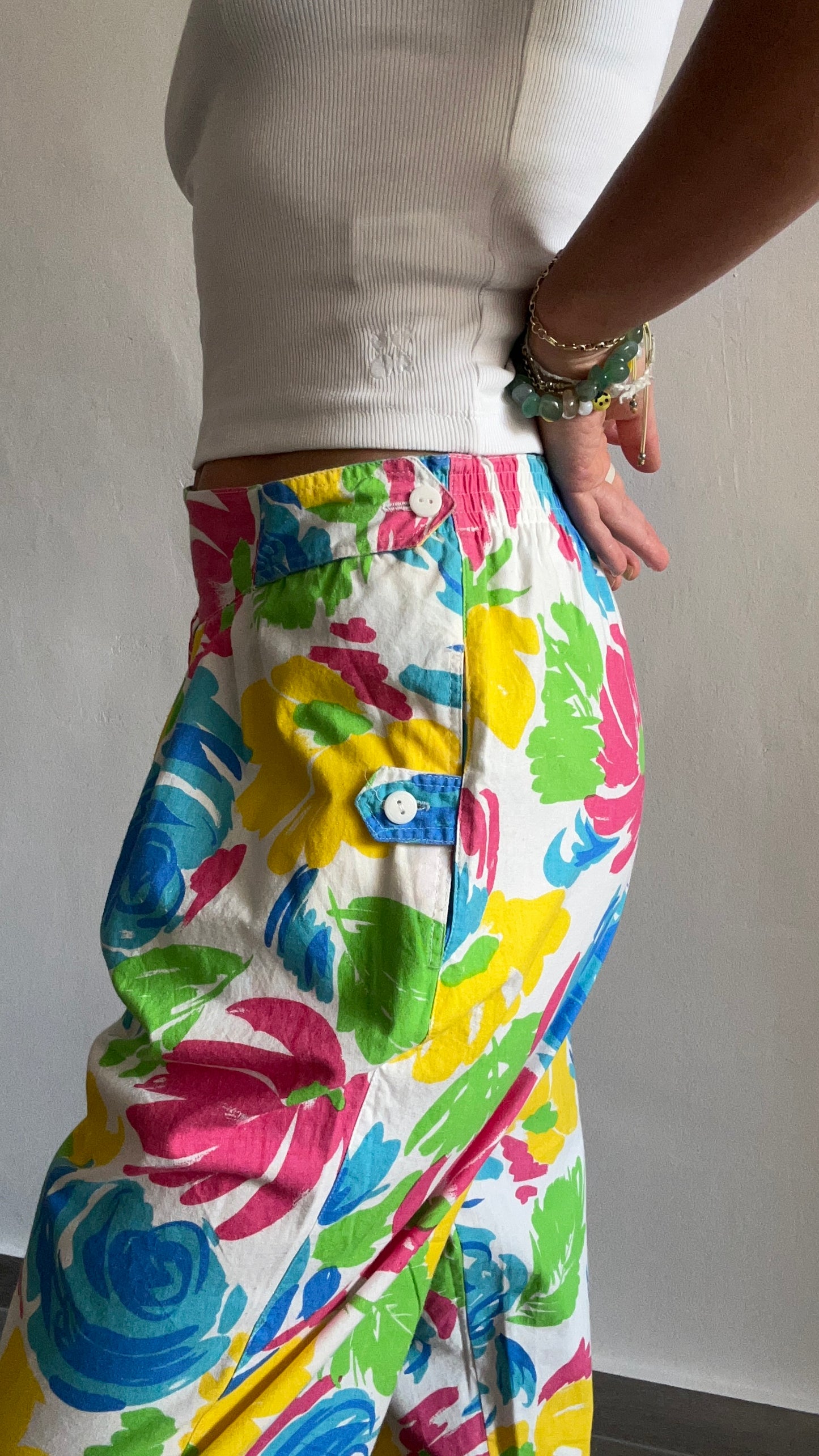 80s Floral Parachute Pants