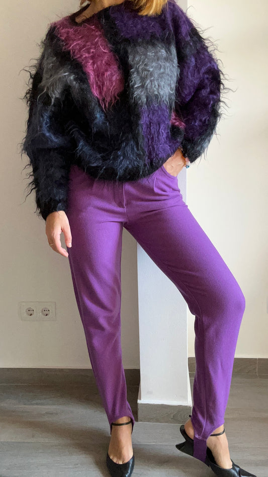 Purple Wool Stirrup Pants