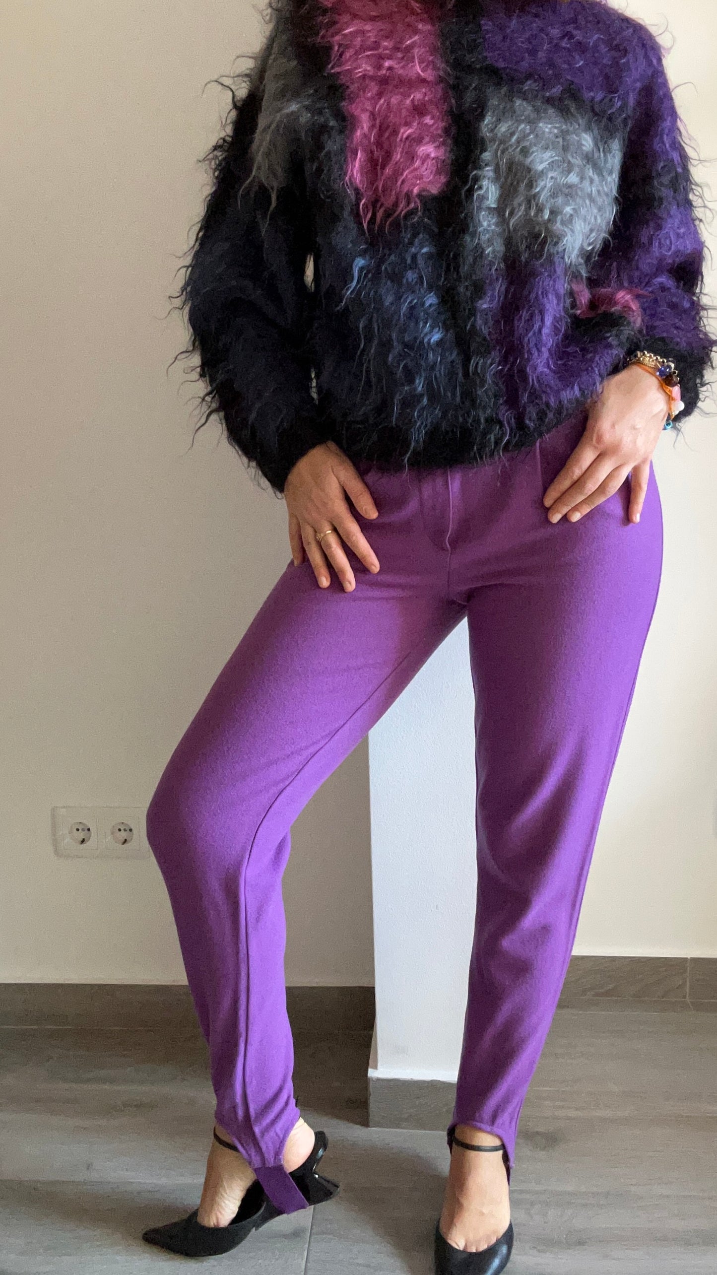 Purple Wool Stirrup Pants