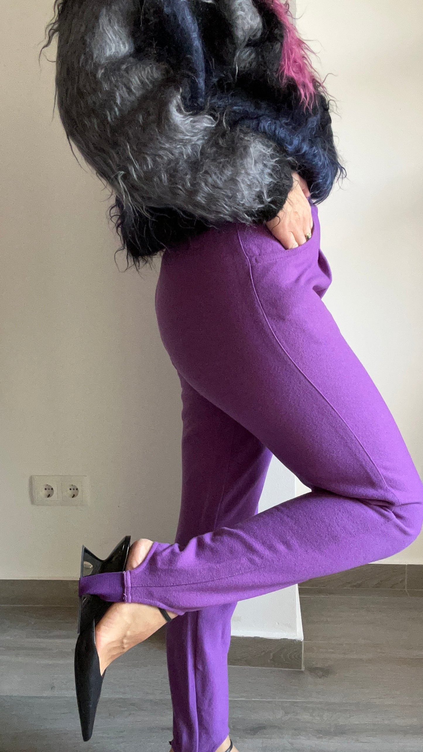 Purple Wool Stirrup Pants