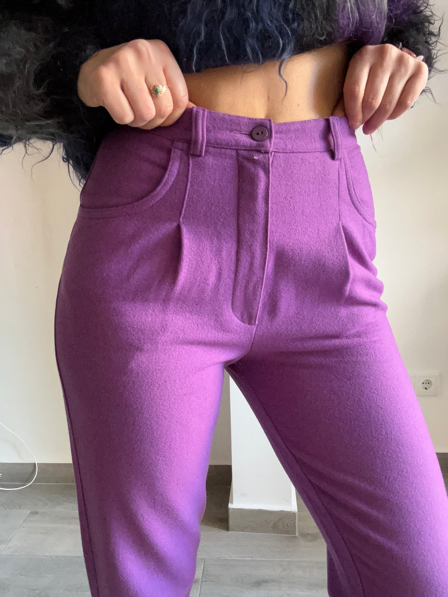 Purple Wool Stirrup Pants