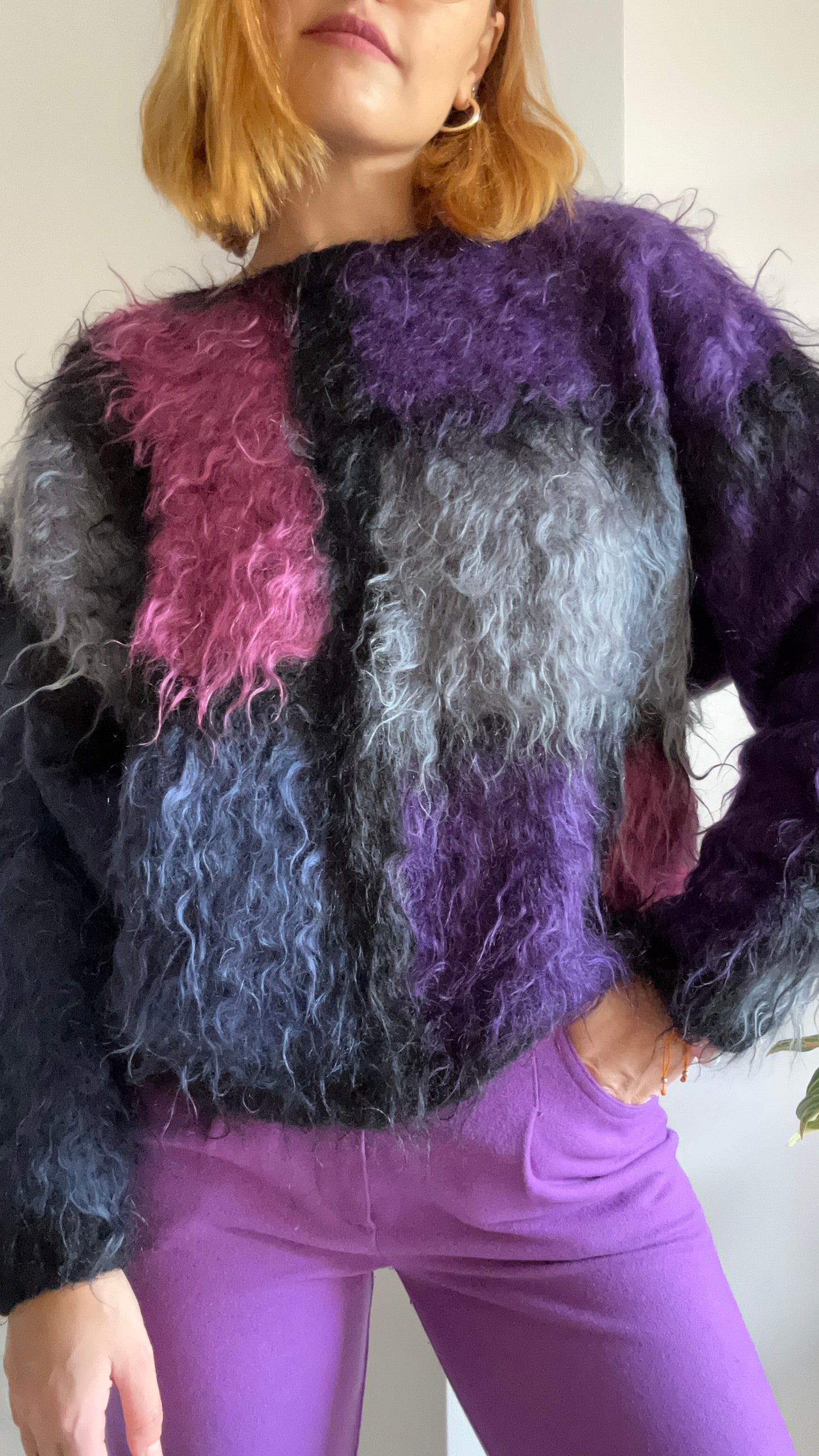 Mohair Blend Colorblock Jumper