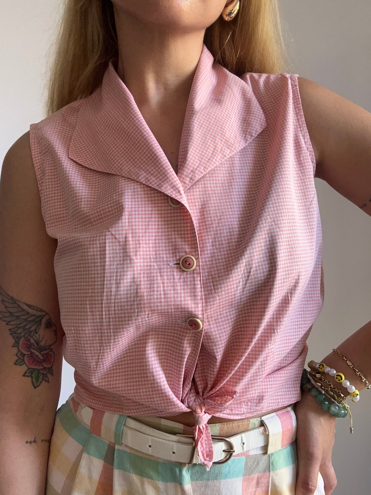 Pink Gingham Crop Top