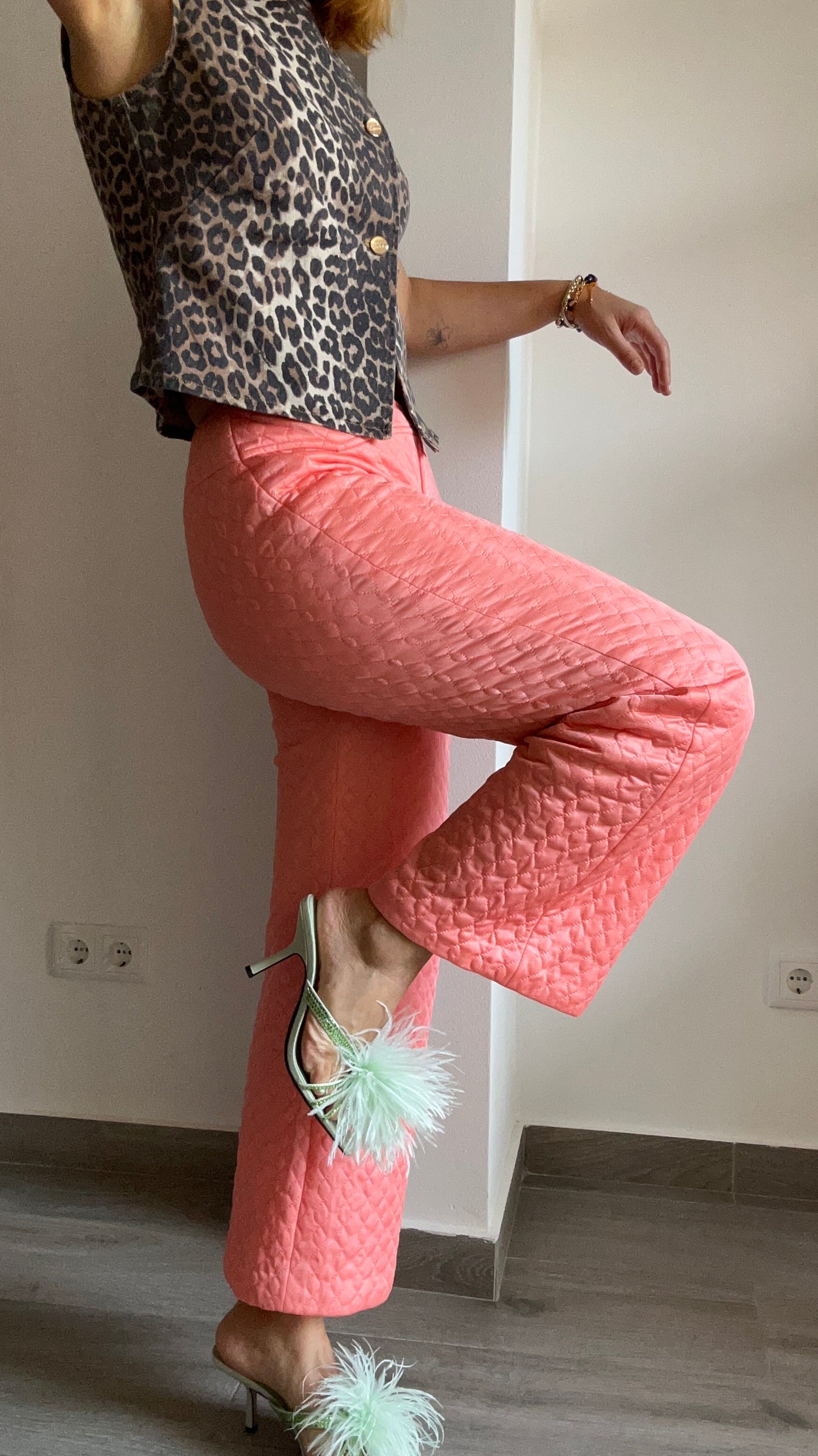 Coral Quilted Pants
