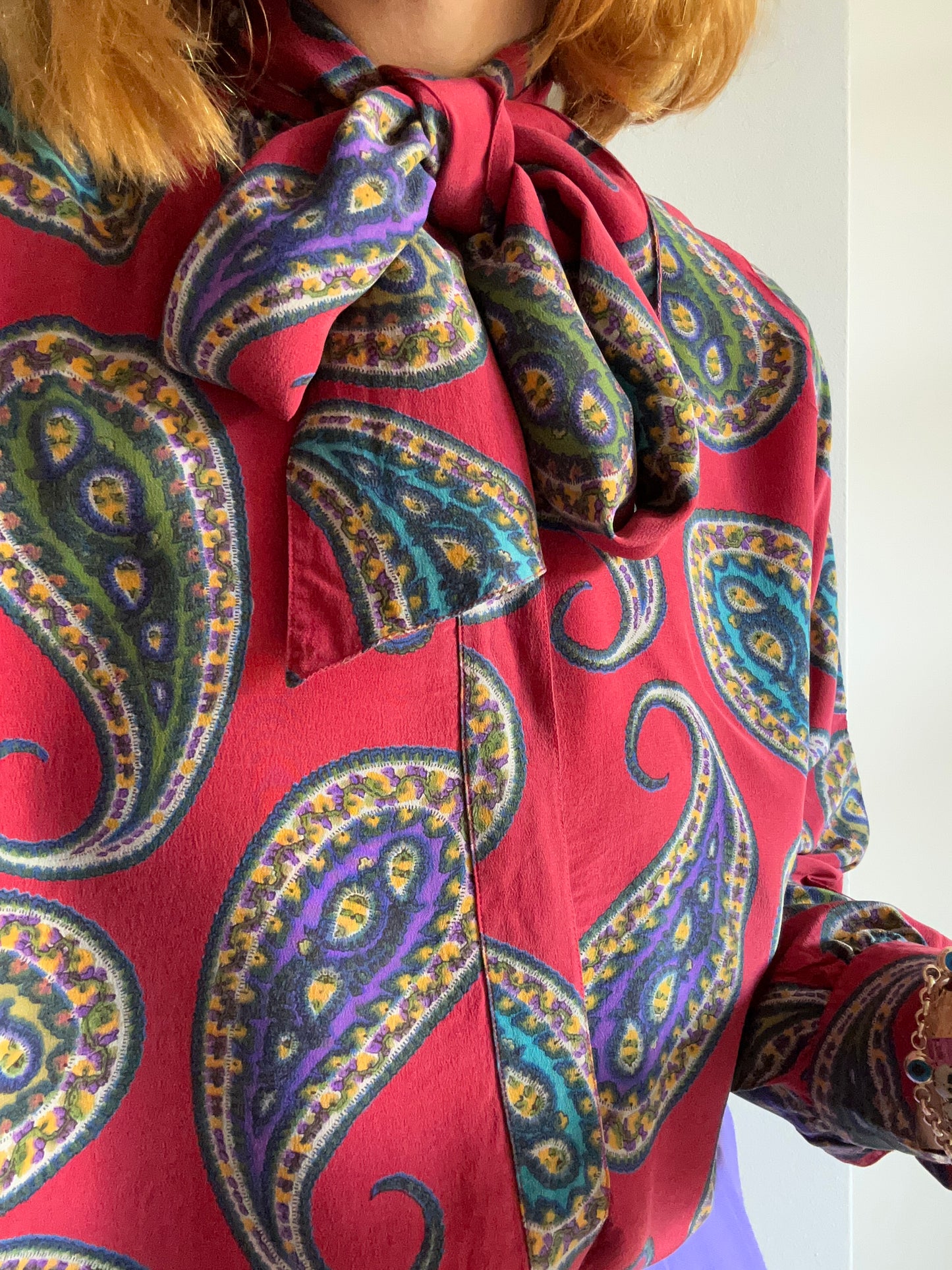 Abstract Print Bow Tie Shirt