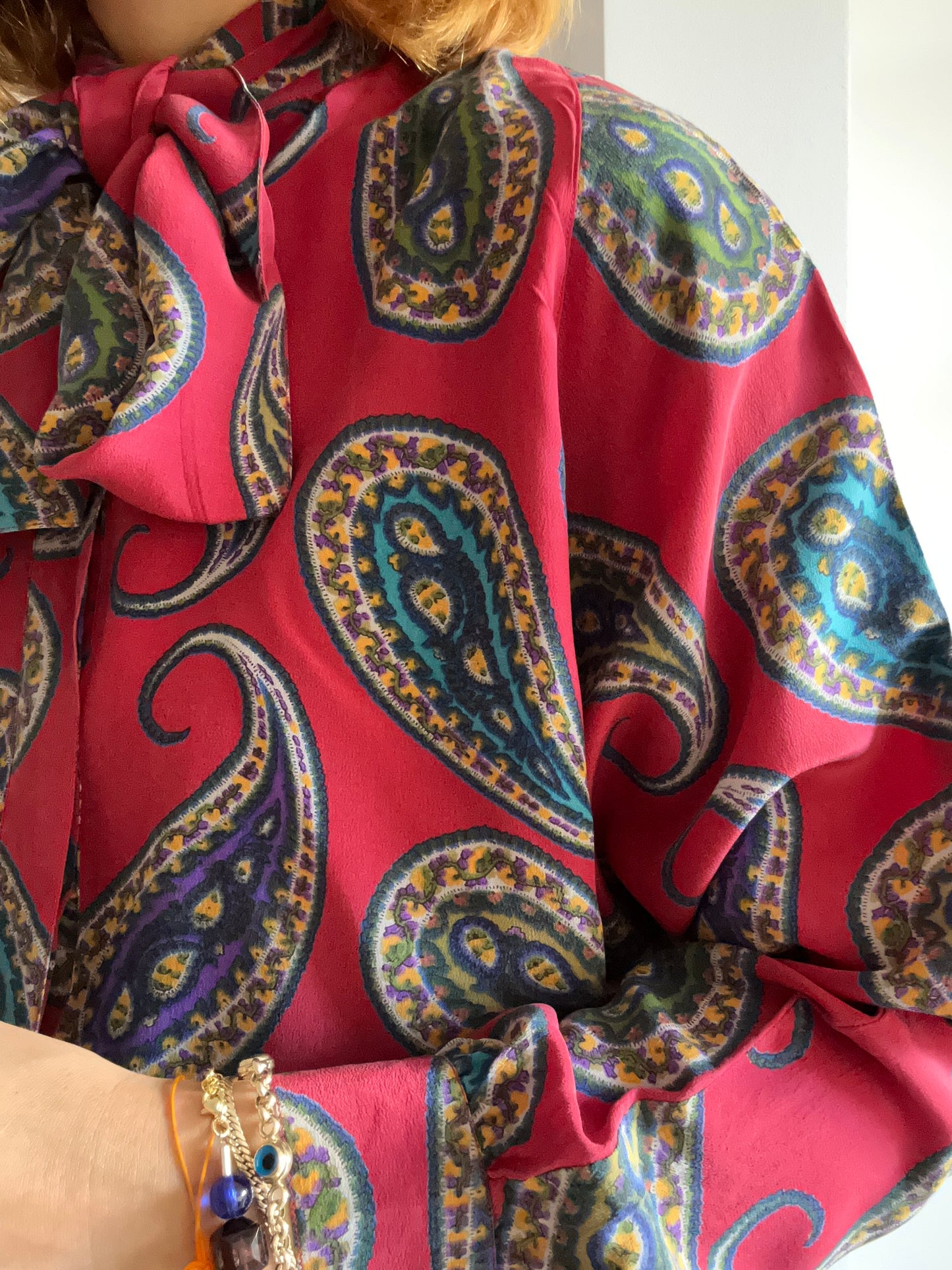 Abstract Print Bow Tie Shirt