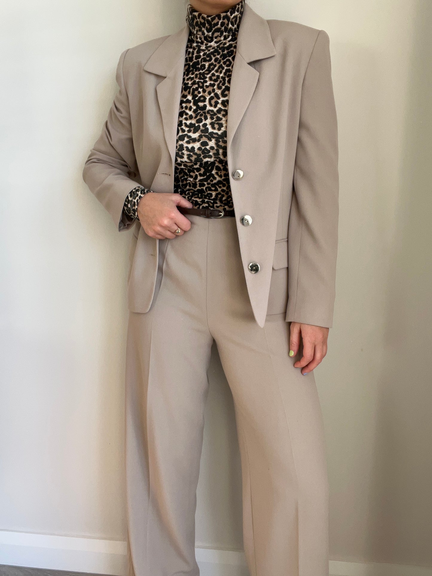 Beige Blazer & Trousers Set