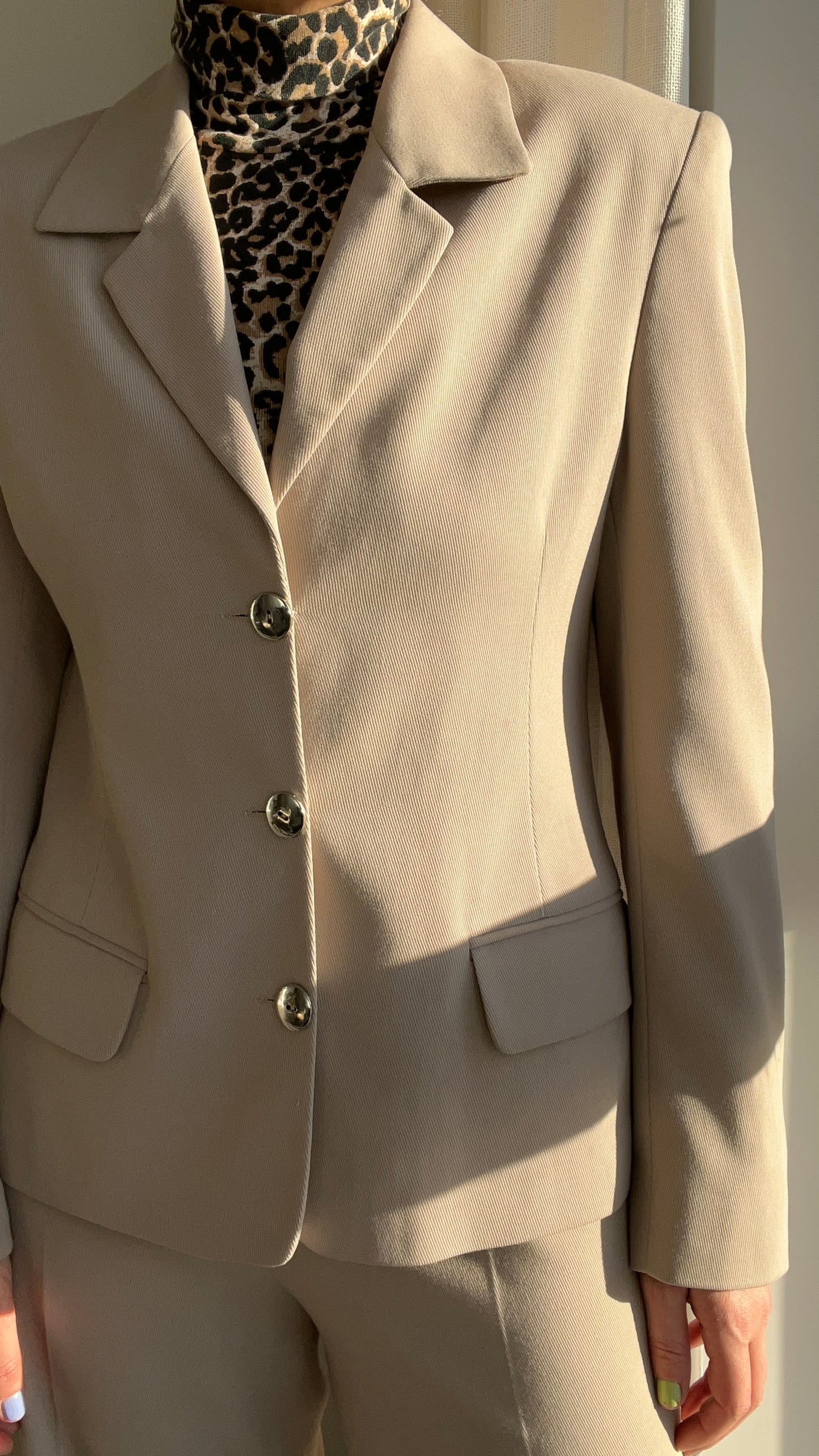 Beige Blazer & Trousers Set