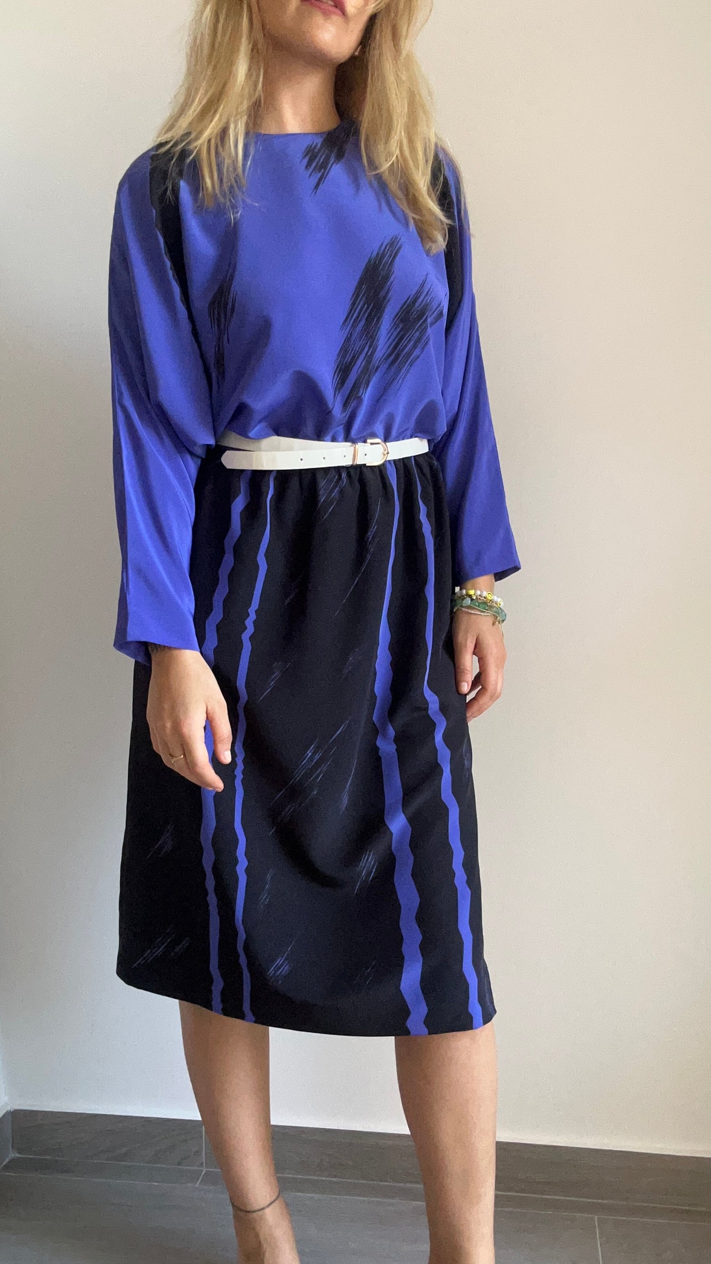 80s Long Sleeve Midi Dress