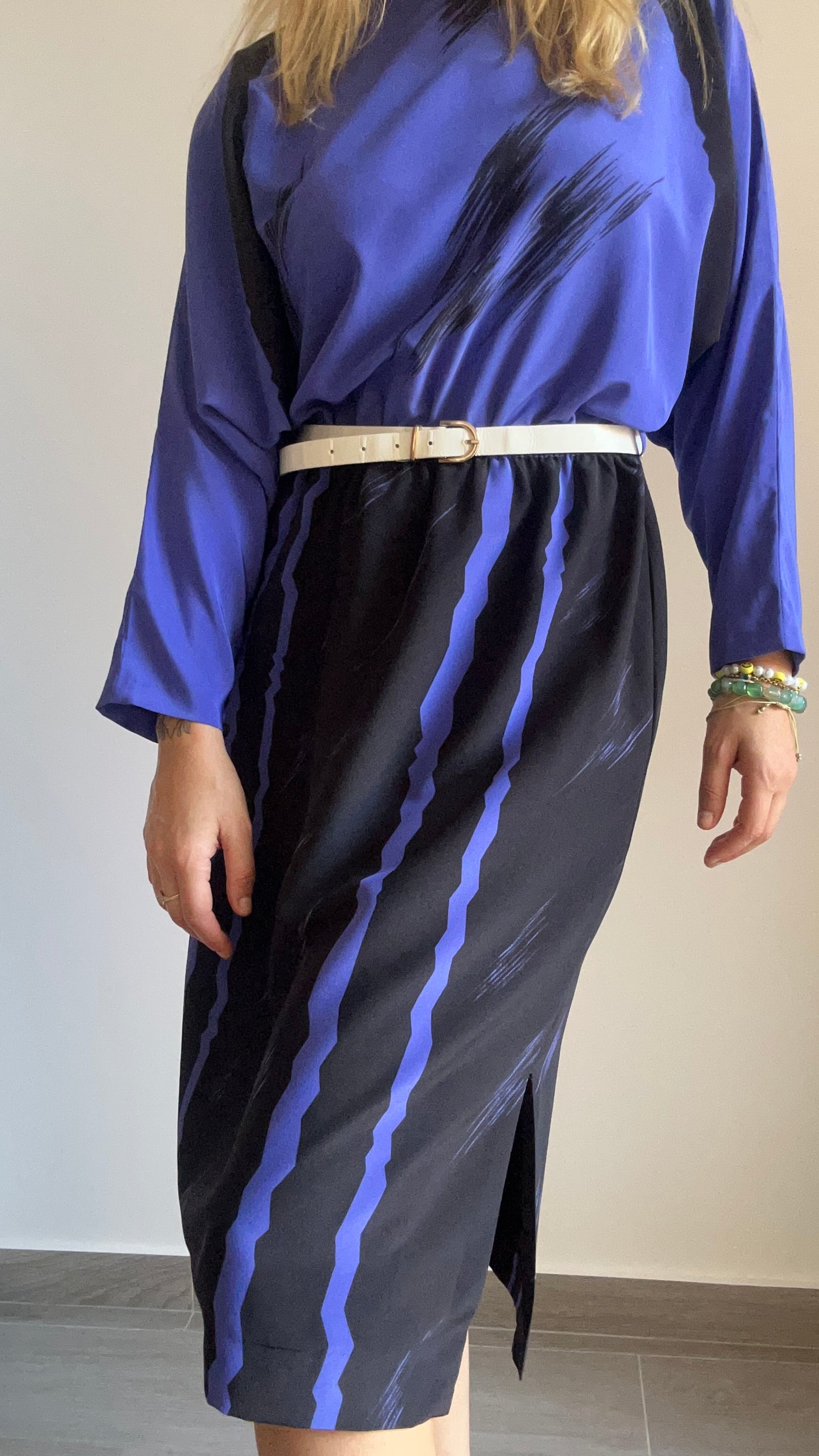 80s Long Sleeve Midi Dress