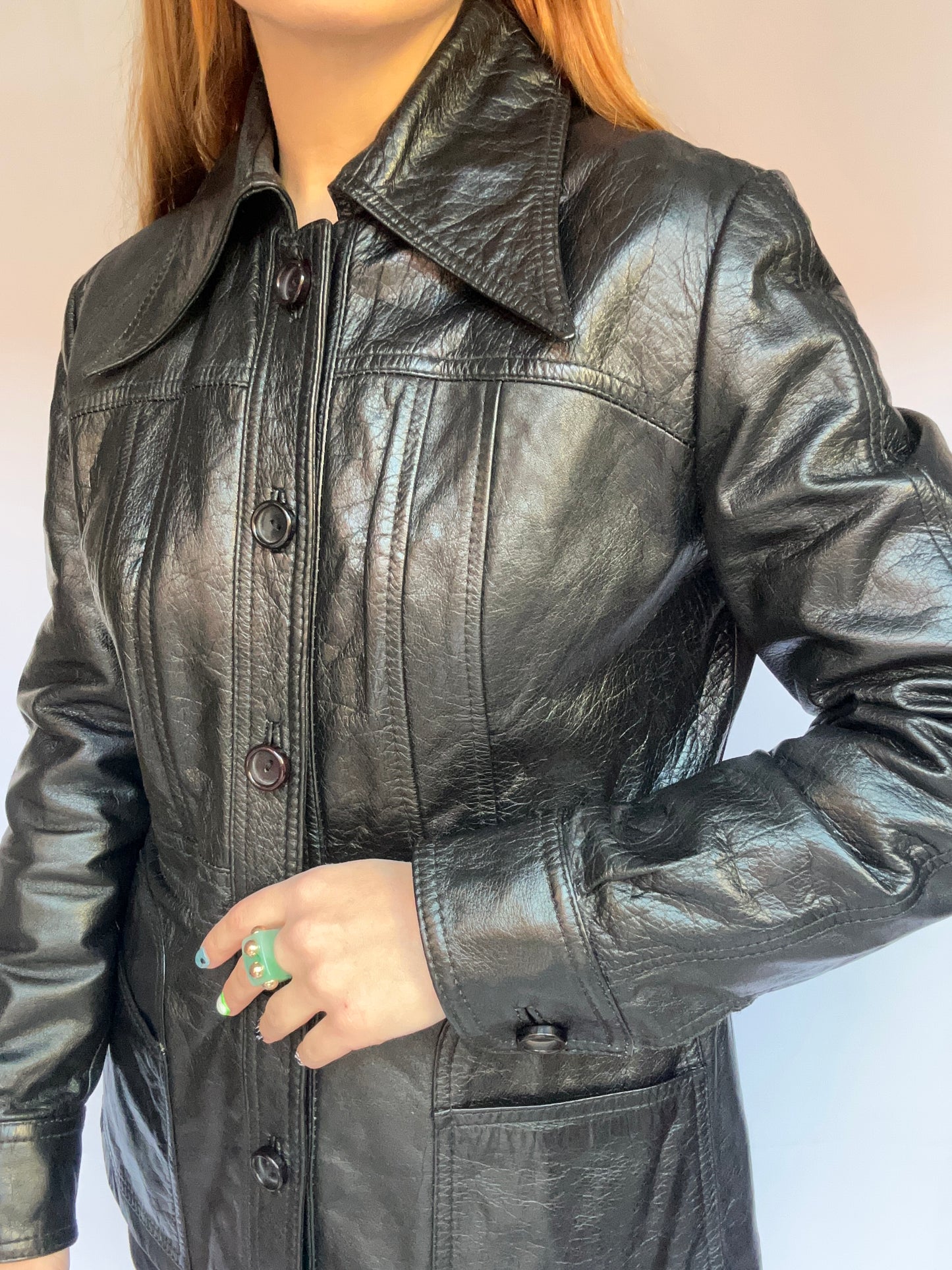 70s Black Leather Jacket