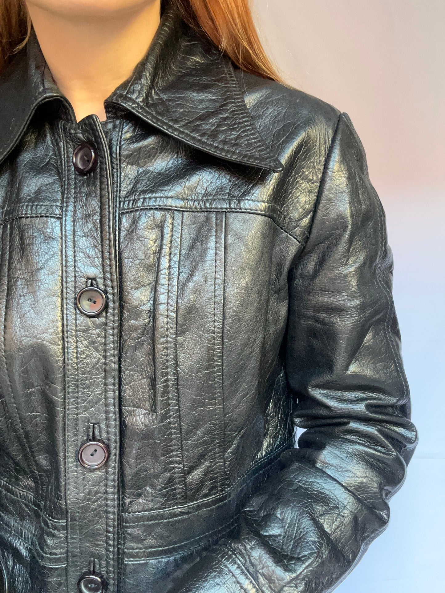 70s Black Leather Jacket