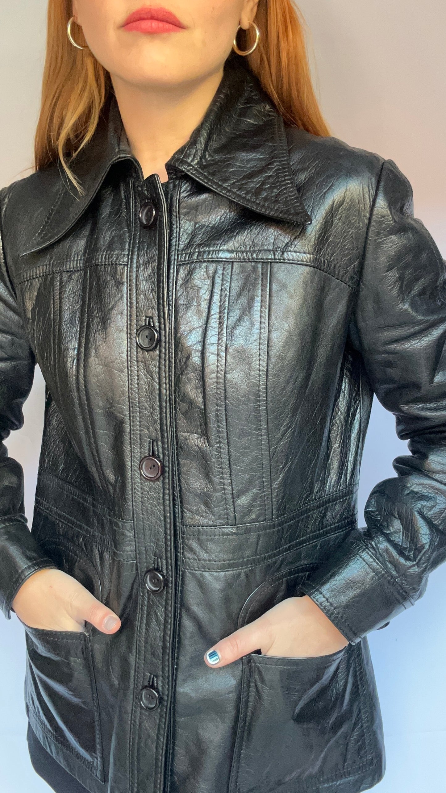 70s Black Leather Jacket