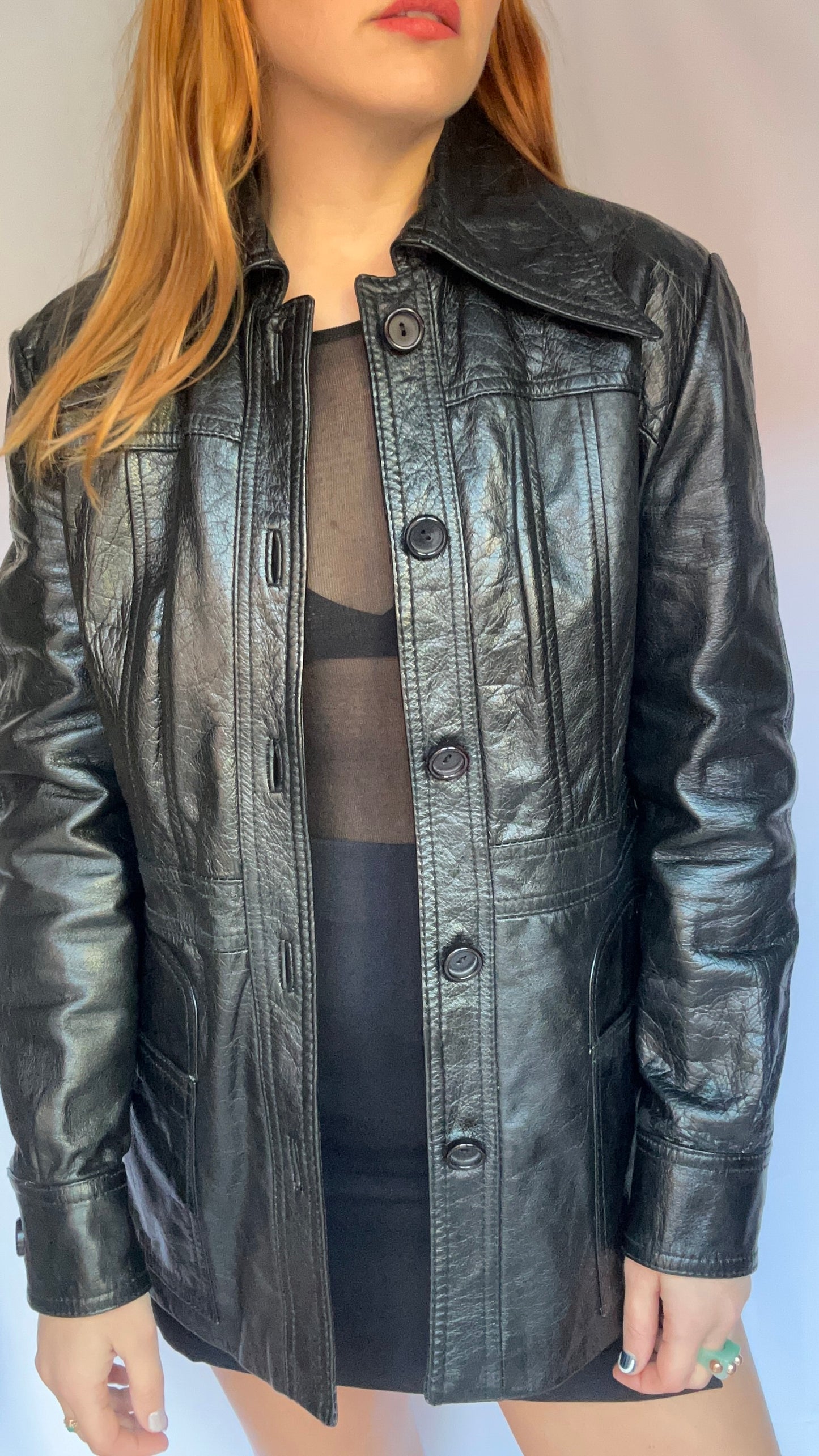 70s Black Leather Jacket