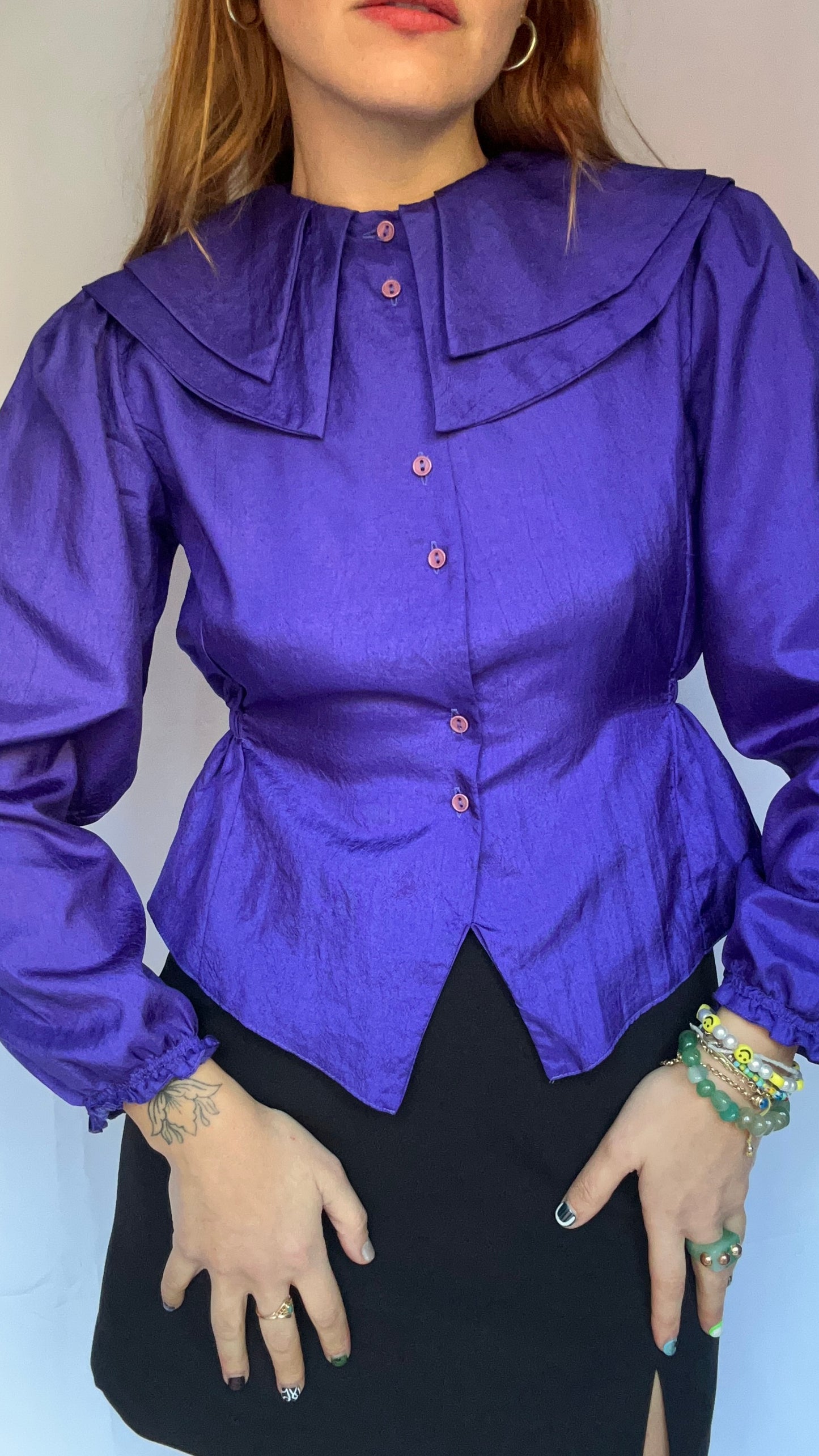 Purple Wide Collar Blouse