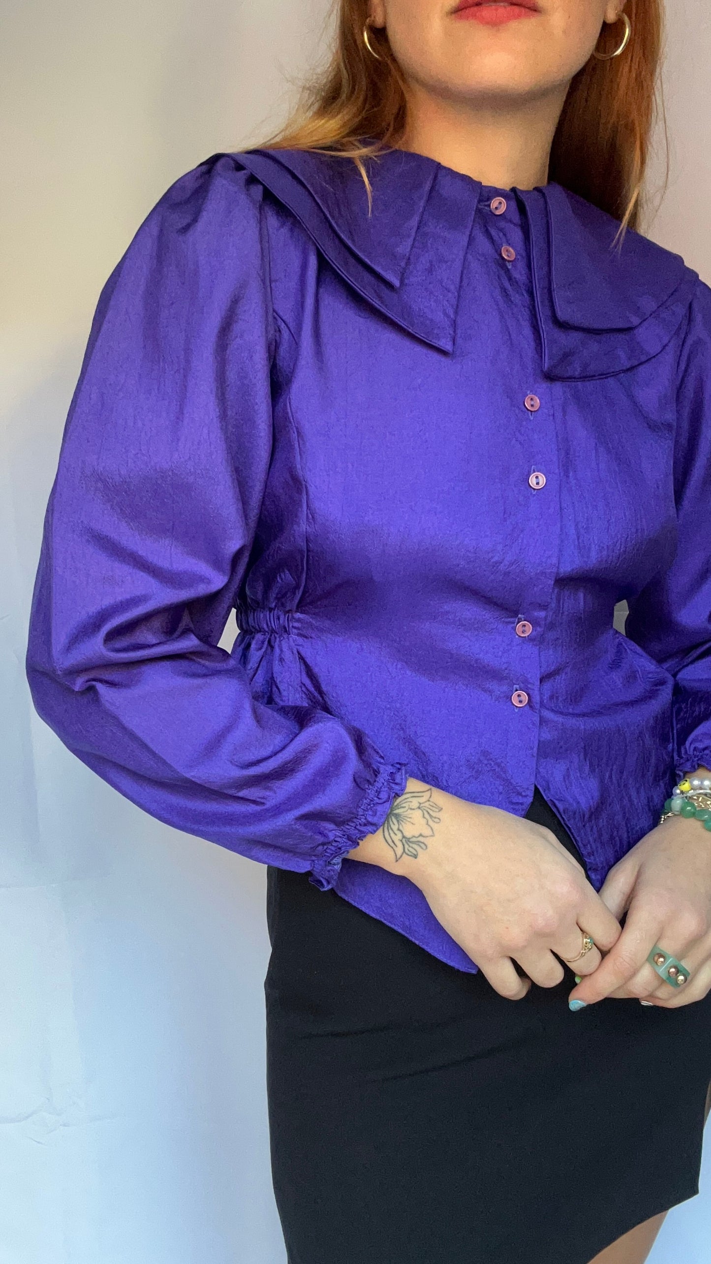 Purple Wide Collar Blouse