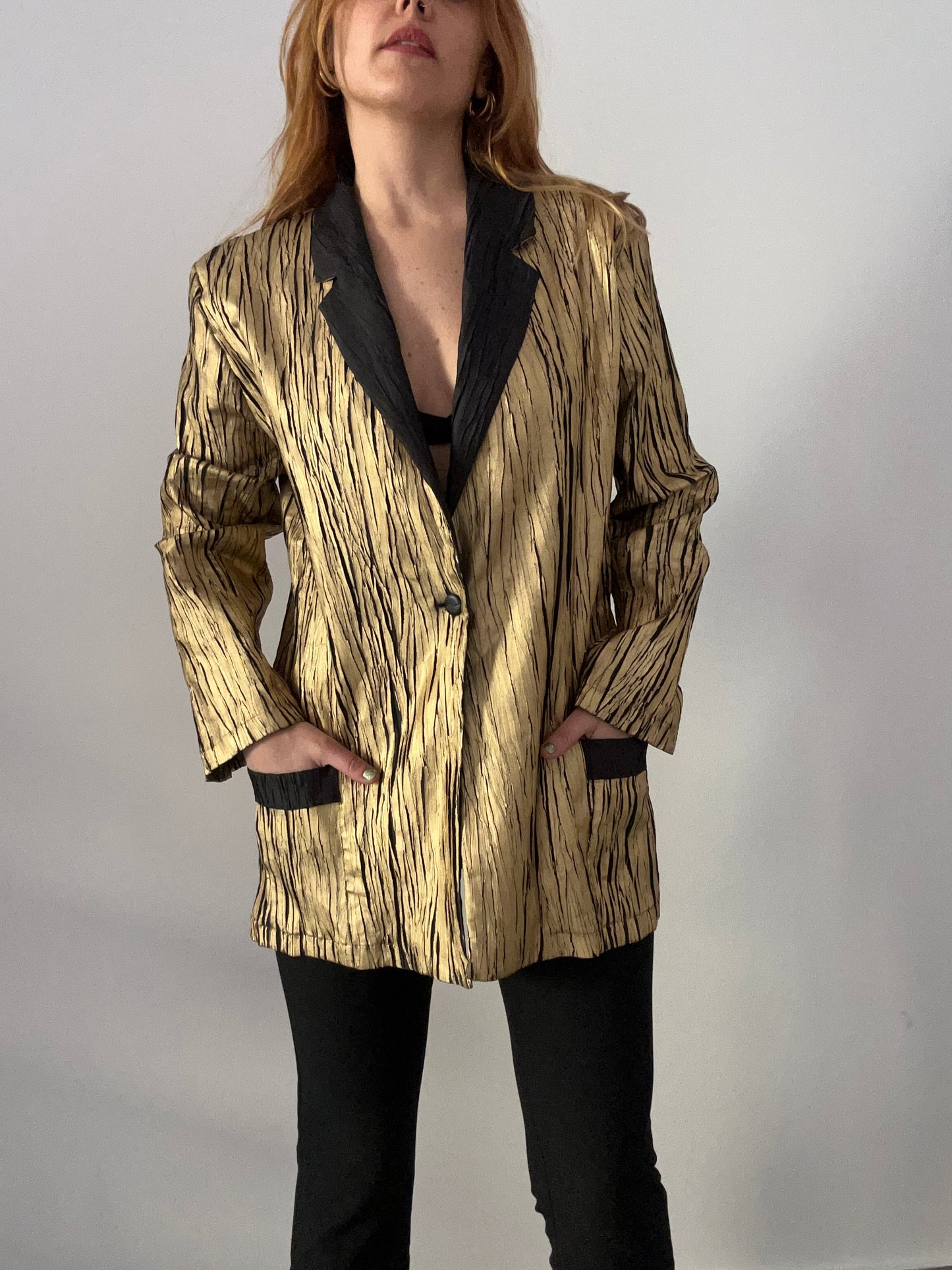 Gold Crinkle Blazer