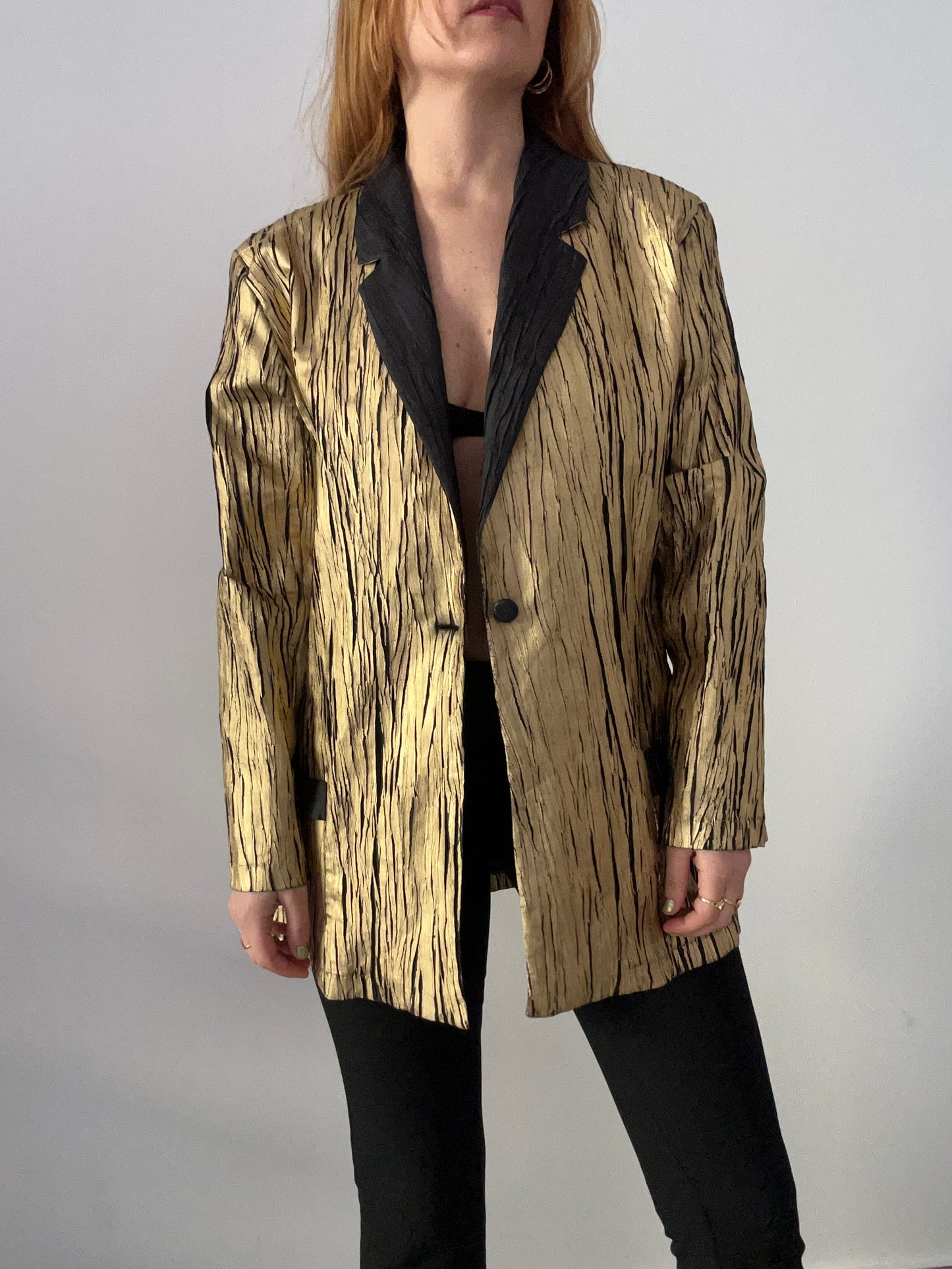 Gold Crinkle Blazer