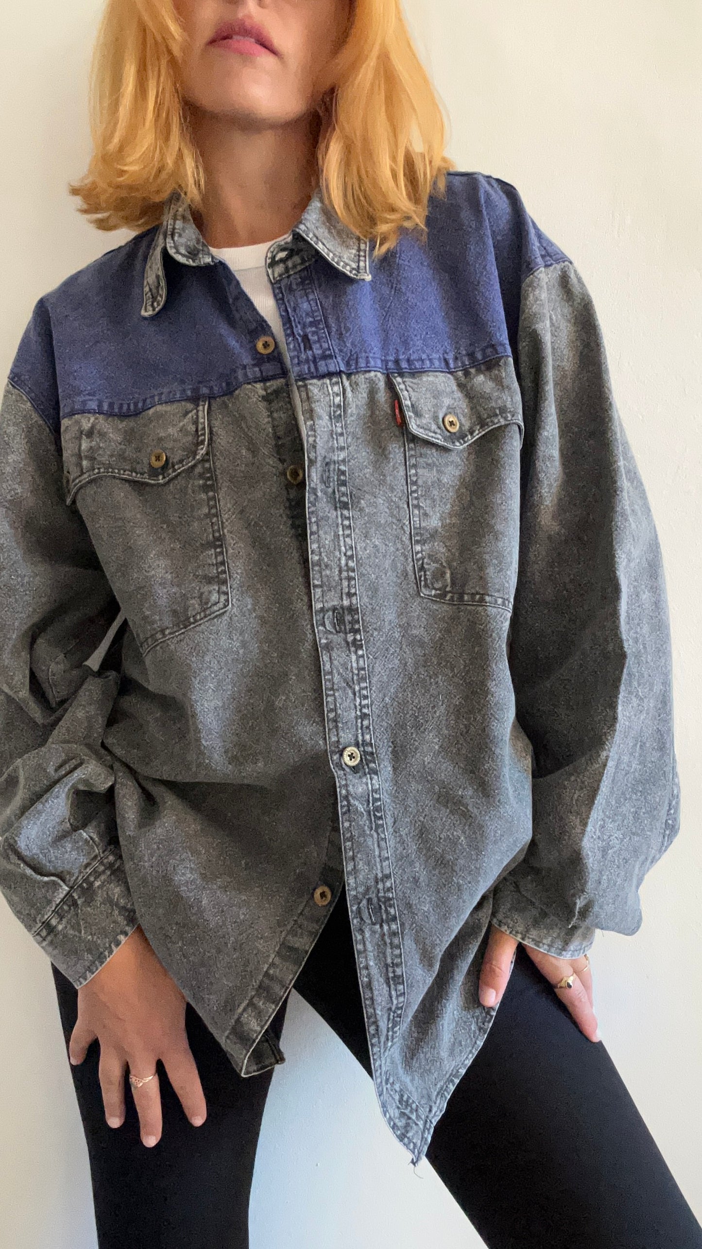 Gray & Blue Denim Shirt