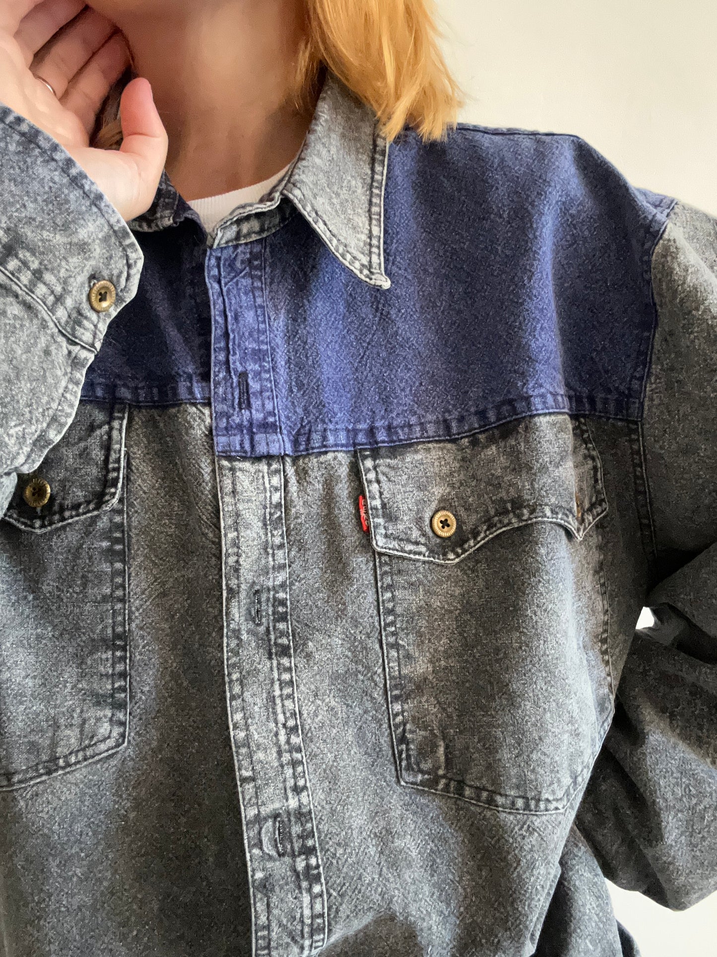 Gray & Blue Denim Shirt