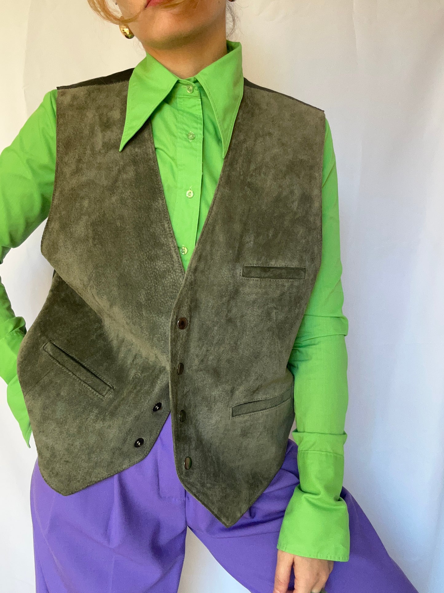 Green Suede Waistcoat