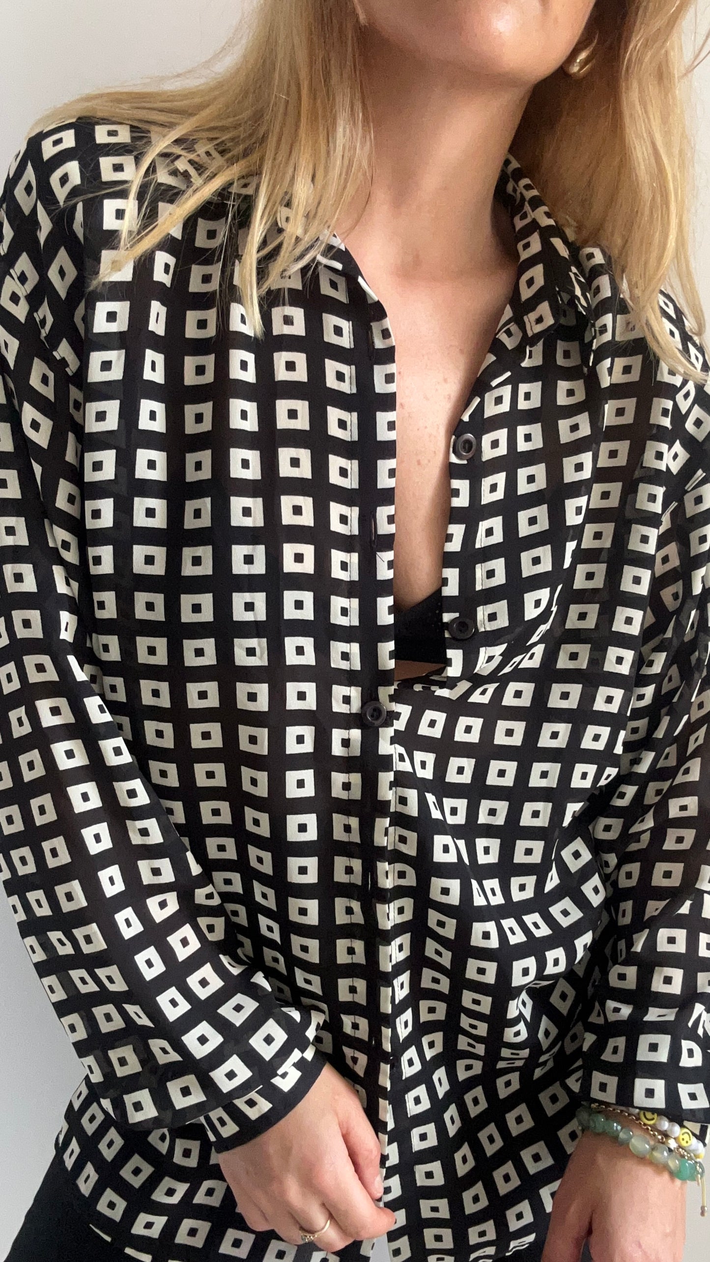 Black & White Chiffon Shirt