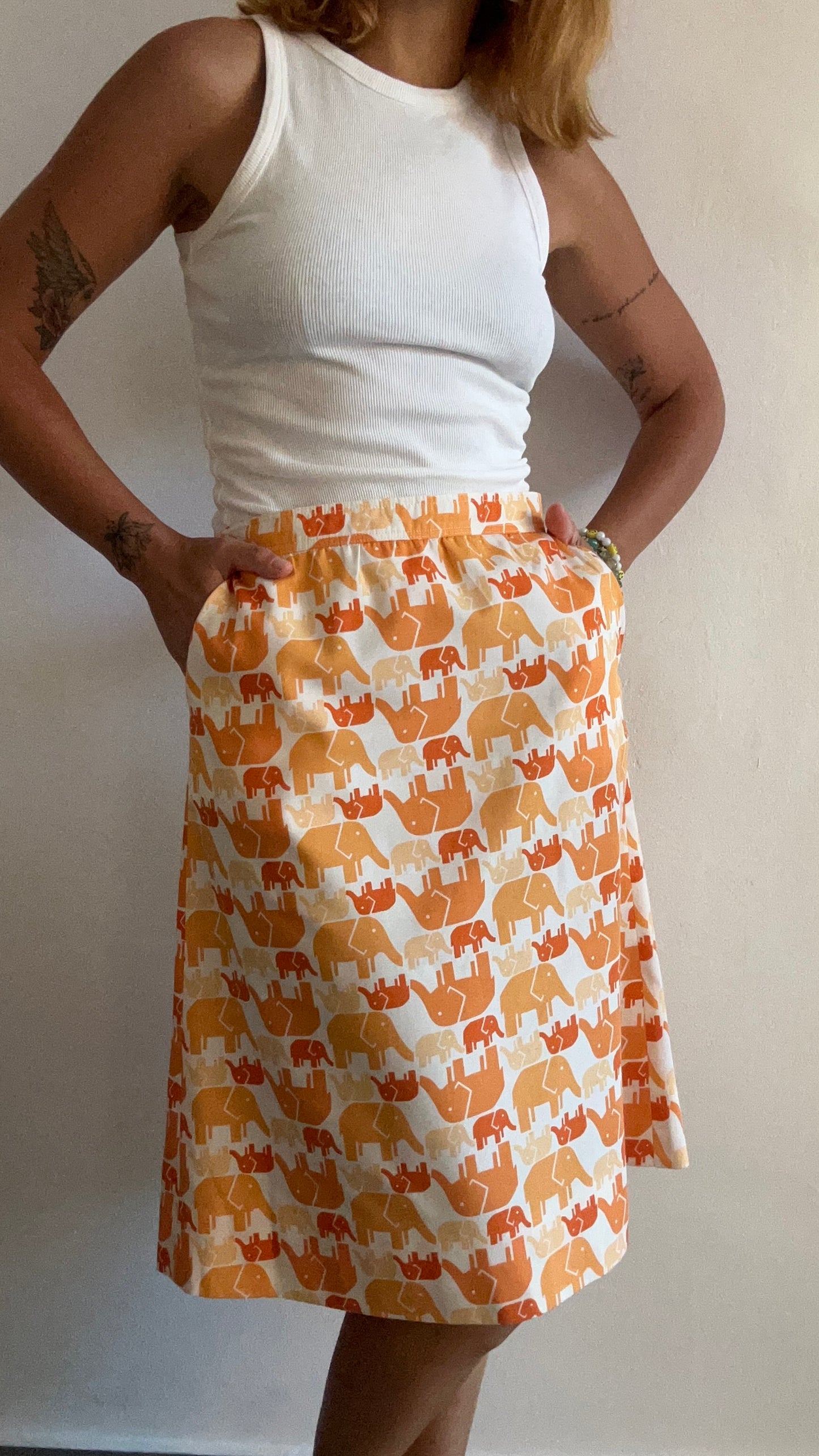 Elephant Print Midi Skirt