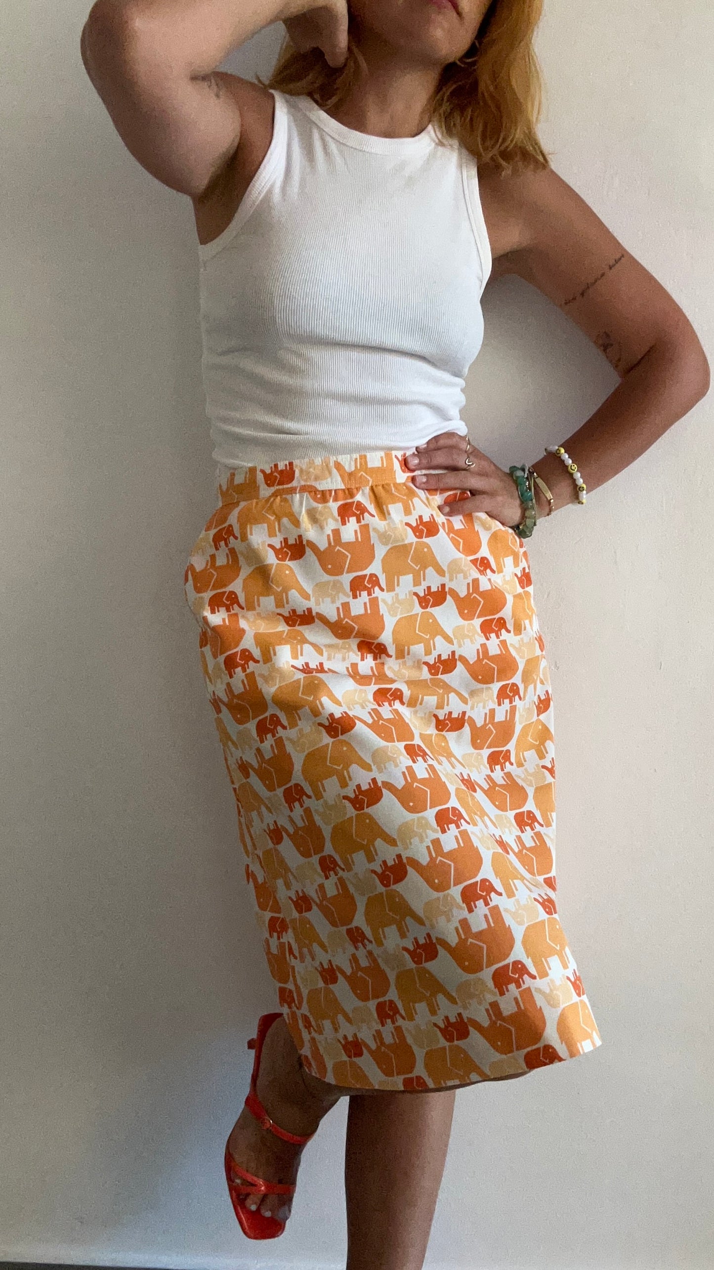 Elephant Print Midi Skirt