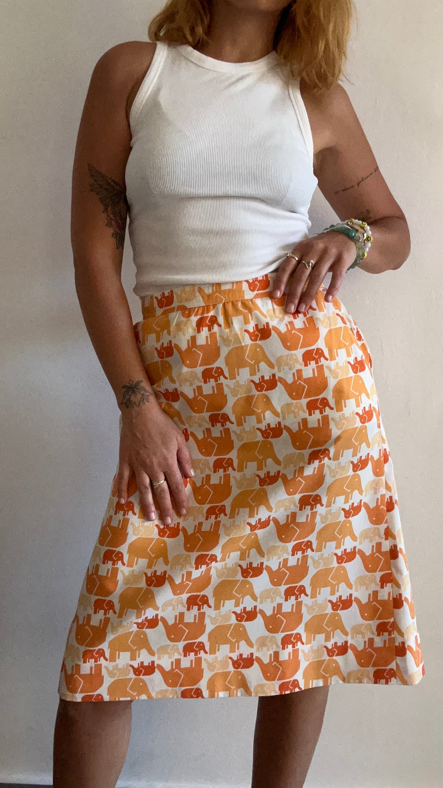 Elephant Print Midi Skirt