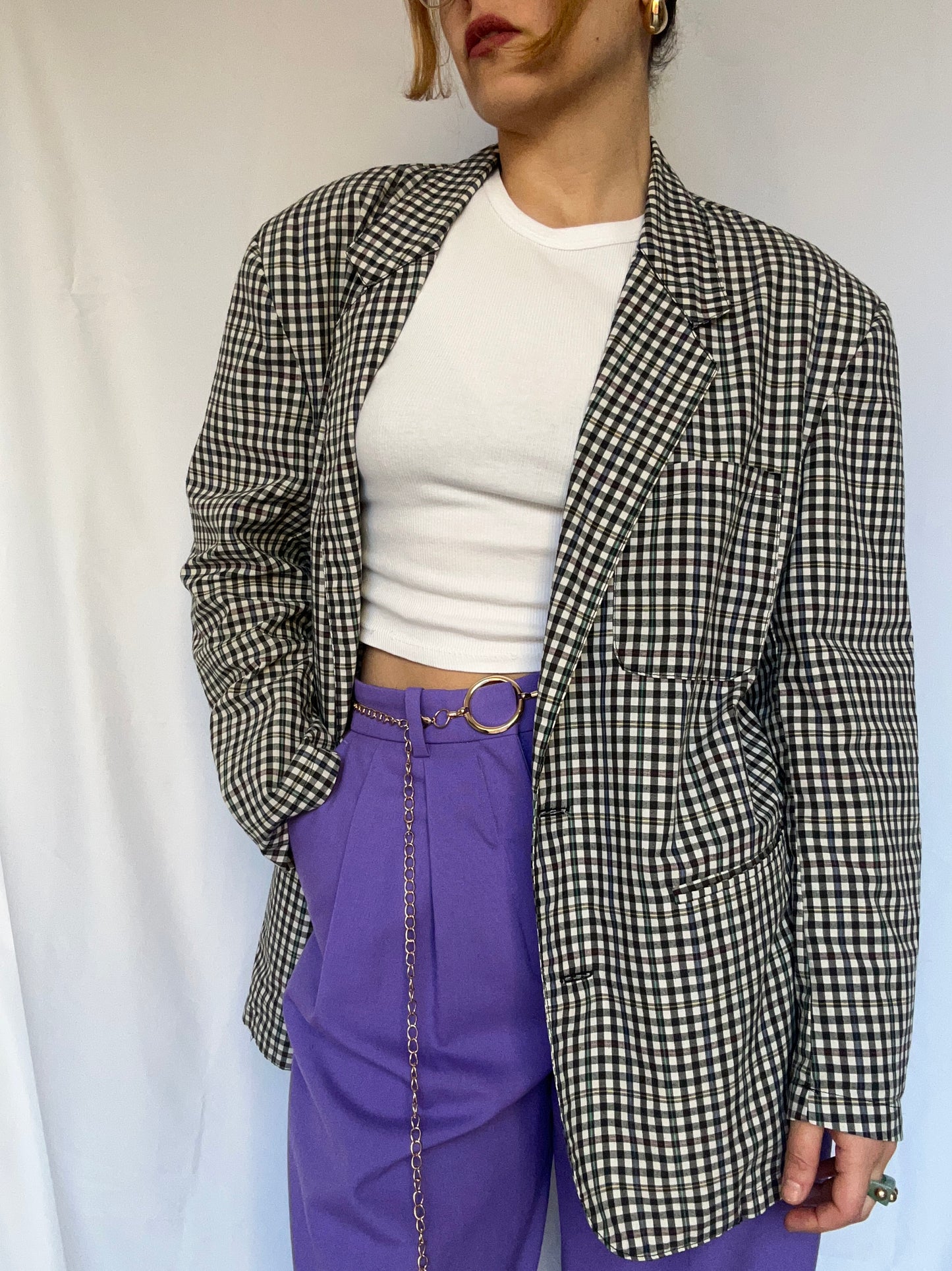 Lightweight Gingham Blazer