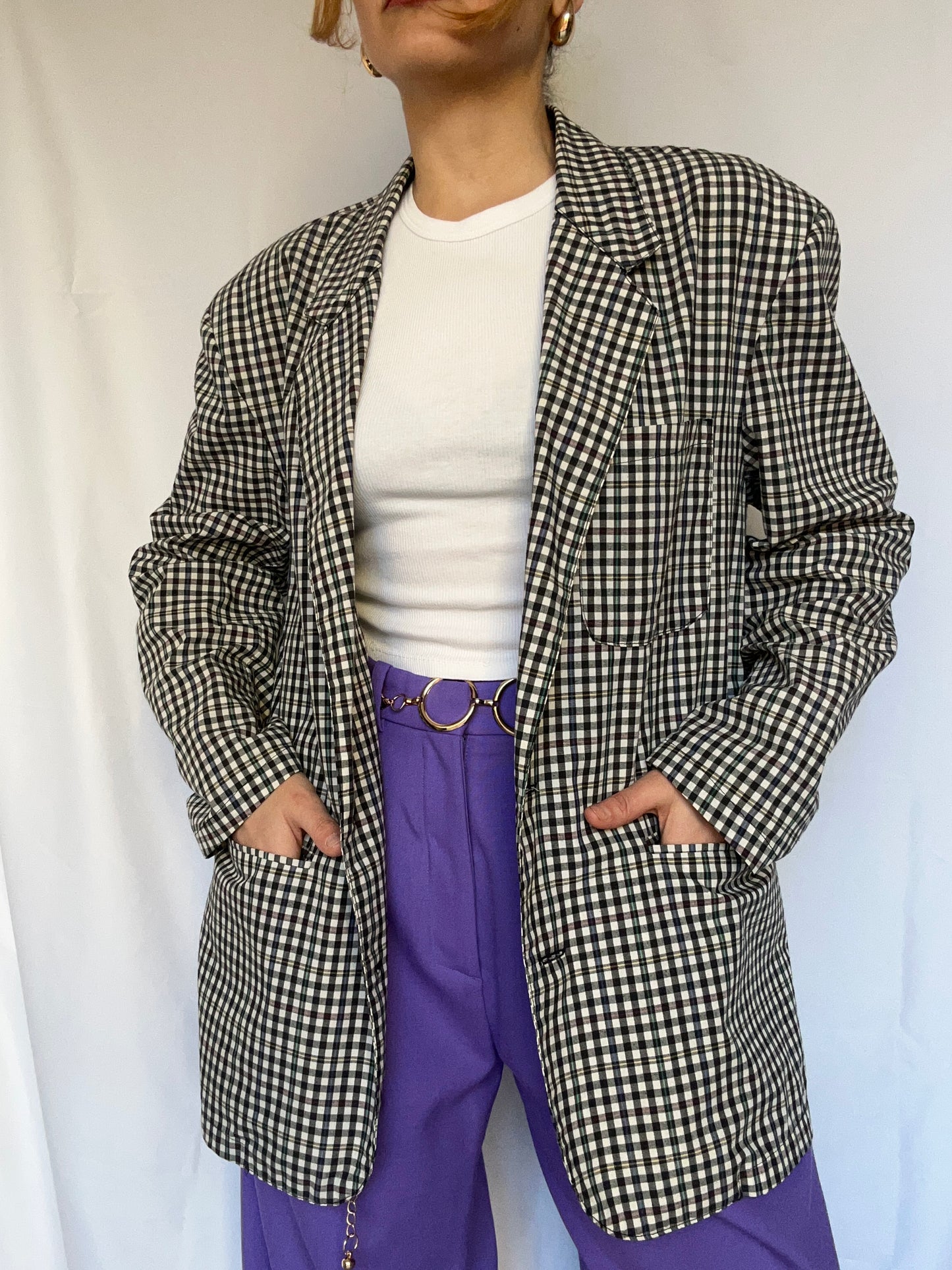 Lightweight Gingham Blazer