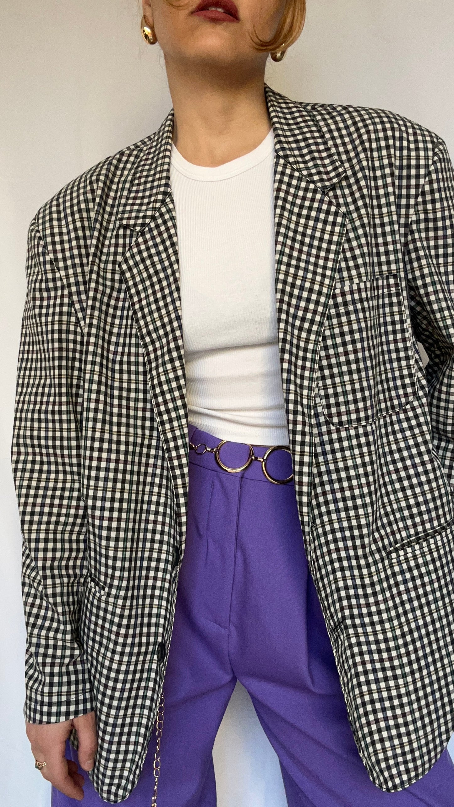 Lightweight Gingham Blazer